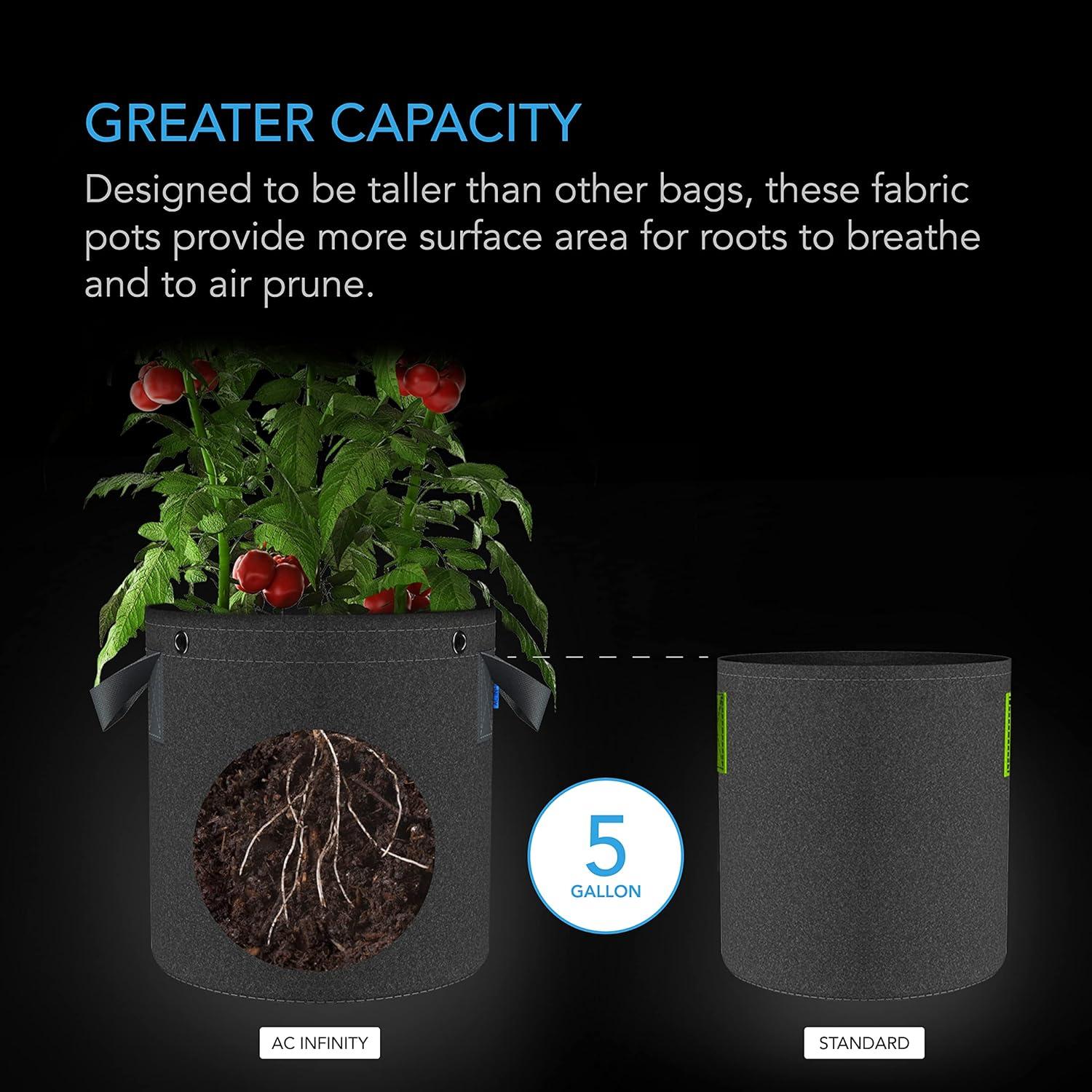 Bolsas de Cultivo de Tela AC Infinity 5 Galones Paquete de 5