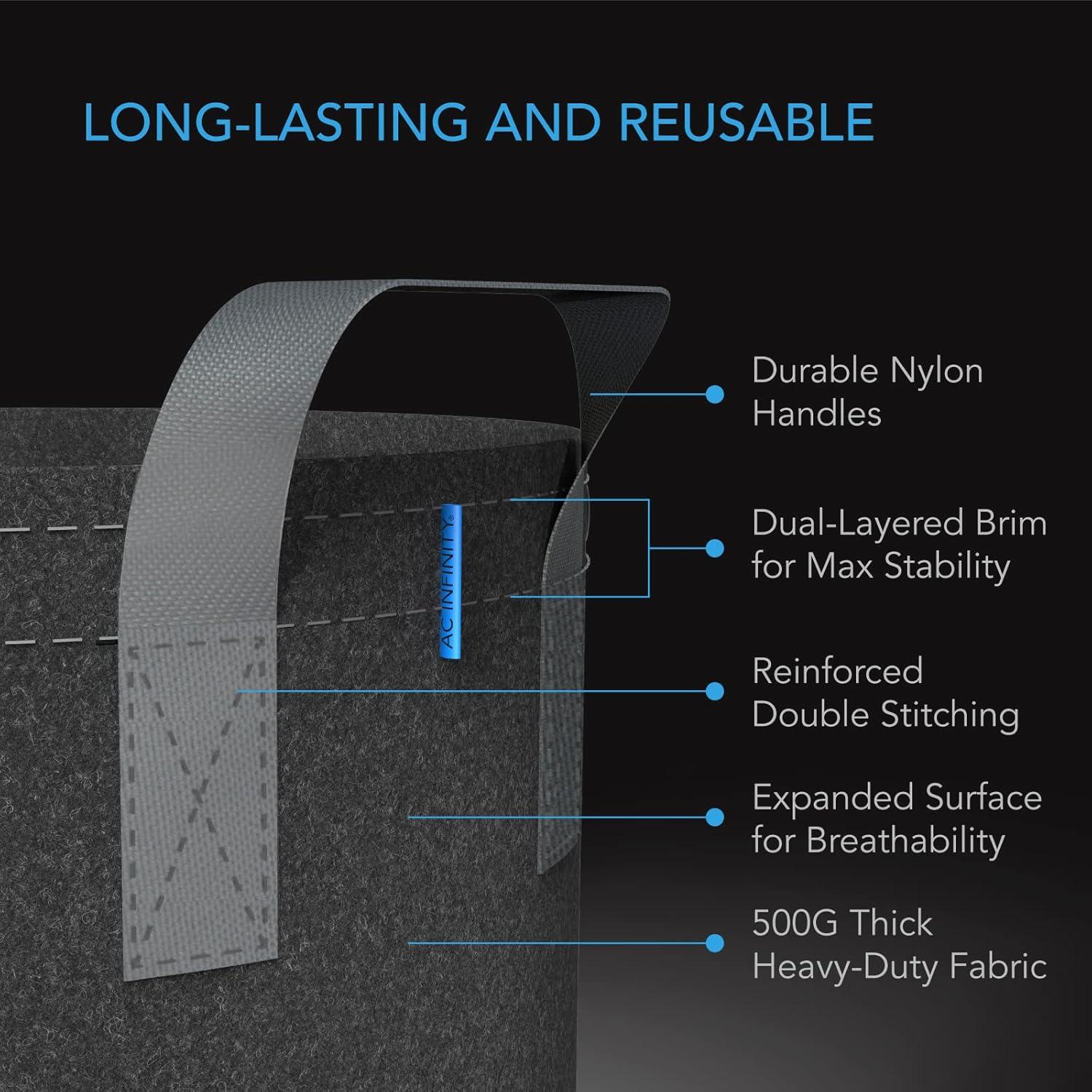 Bolsas de Cultivo de Tela AC Infinity 5 Galones Paquete de 5