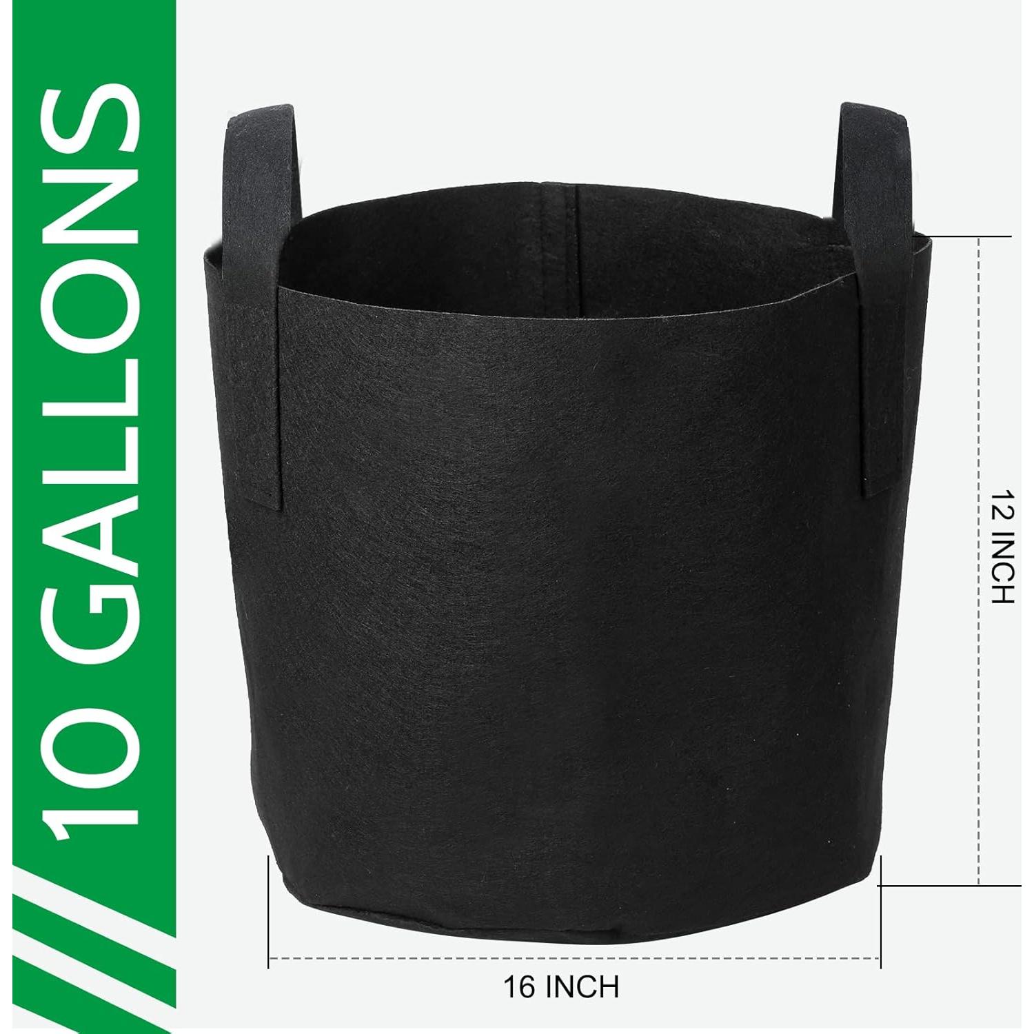 JERIA Paquete de 12 Bolsas de Crecimiento 10 Galones Negro