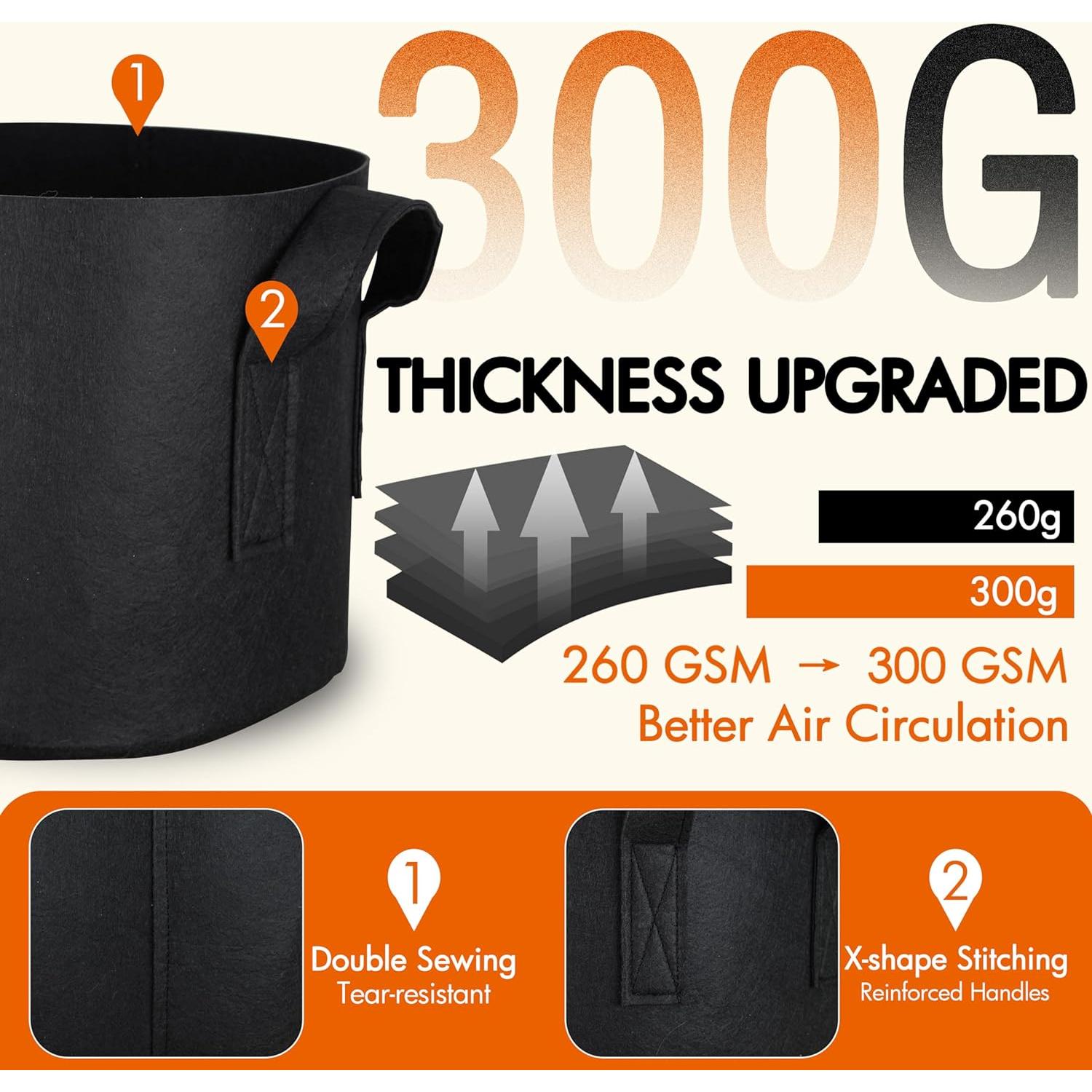 Bolsas de Cultivo Gardzen 30 Galones 6-Pack Tela Aerada