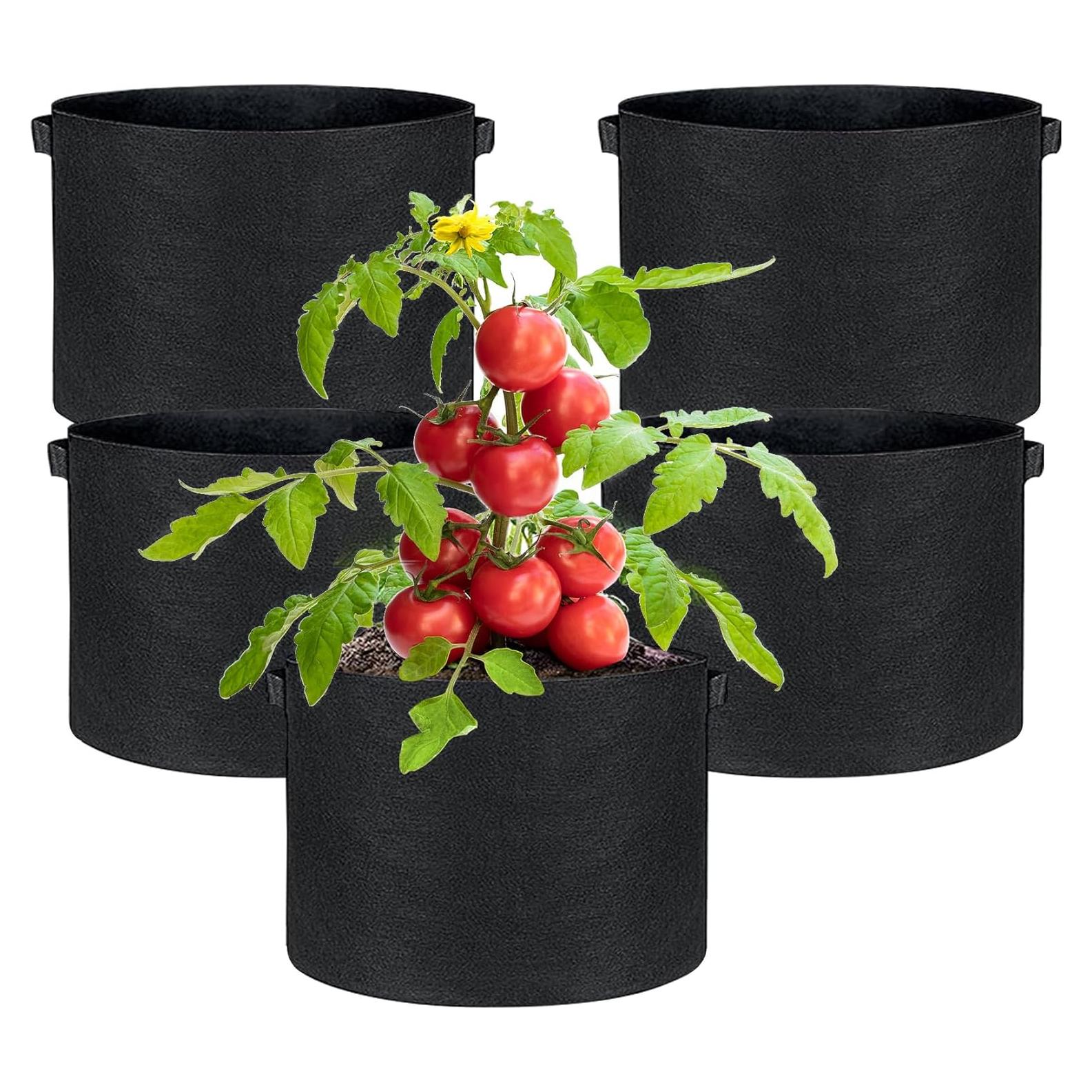 Paquete de 5 Bolsas de Cultivo JJGoo 3 Galones Tela Negra