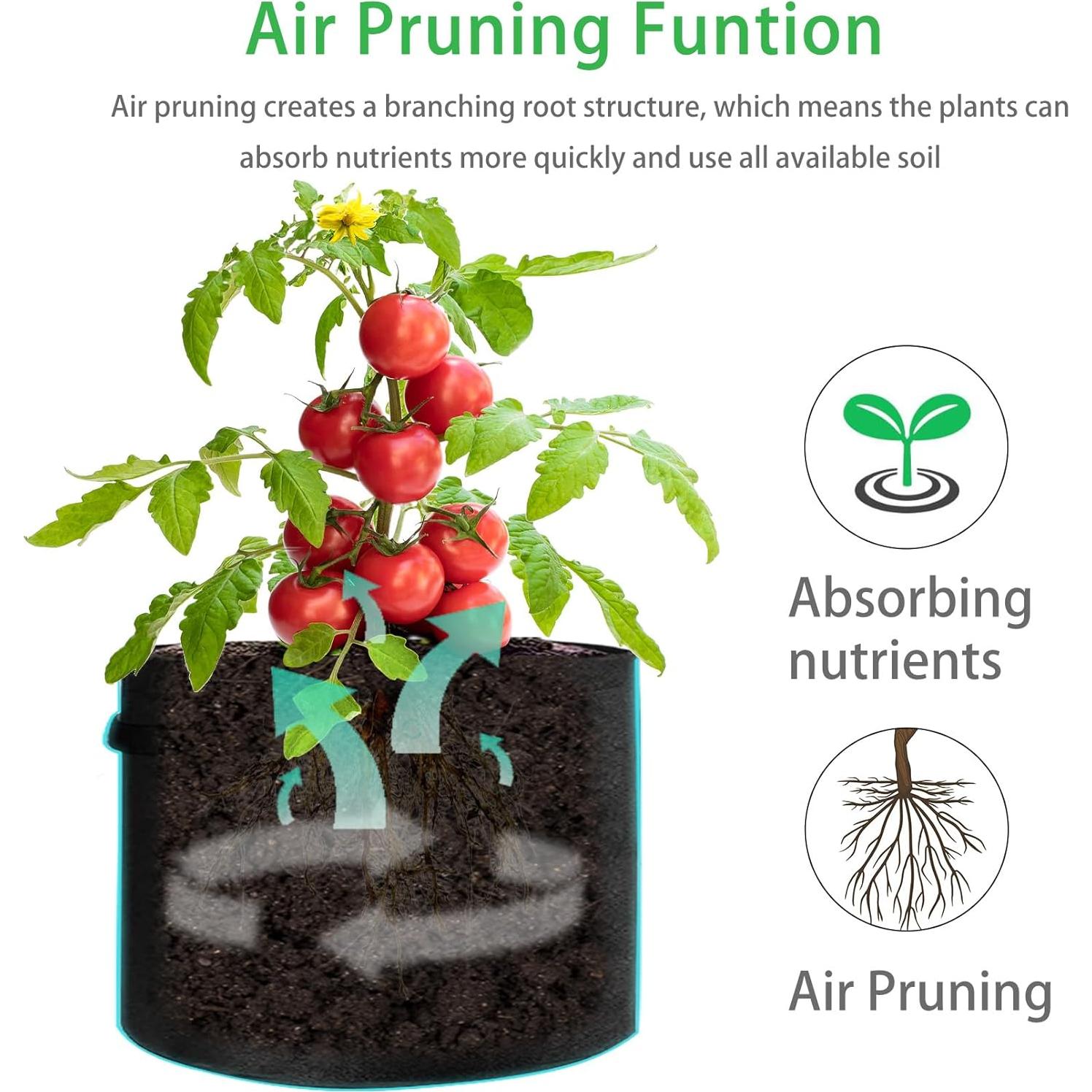 Paquete de 5 Bolsas de Cultivo JJGoo 3 Galones Tela Negra