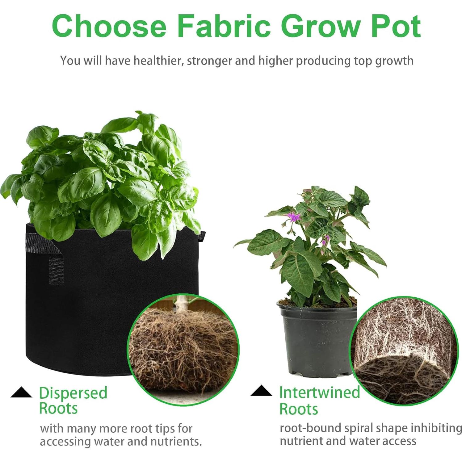 Paquete de 5 Bolsas de Cultivo JJGoo 3 Galones Tela Negra