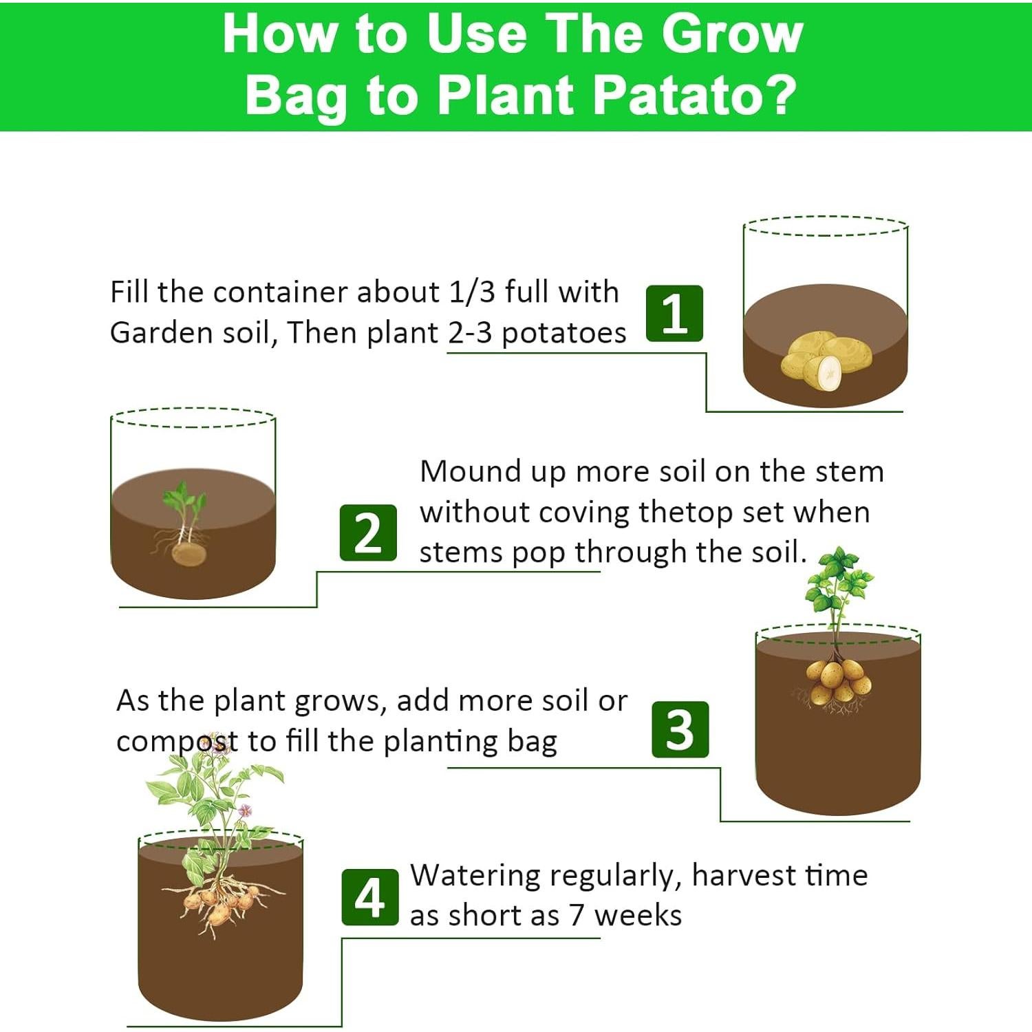 Paquete de 5 Bolsas de Cultivo JJGoo 3 Galones Tela Negra