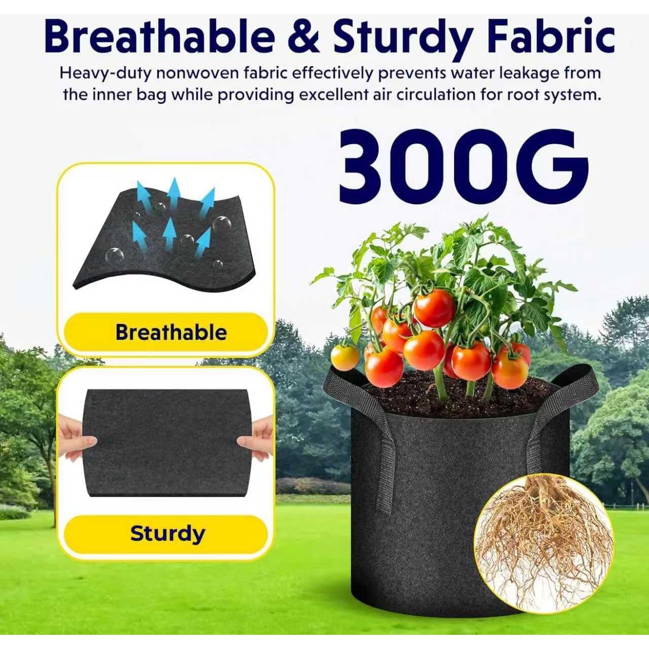 Bolsas de Crecimiento iPower 5-Pack 10 Galones Tela Negra