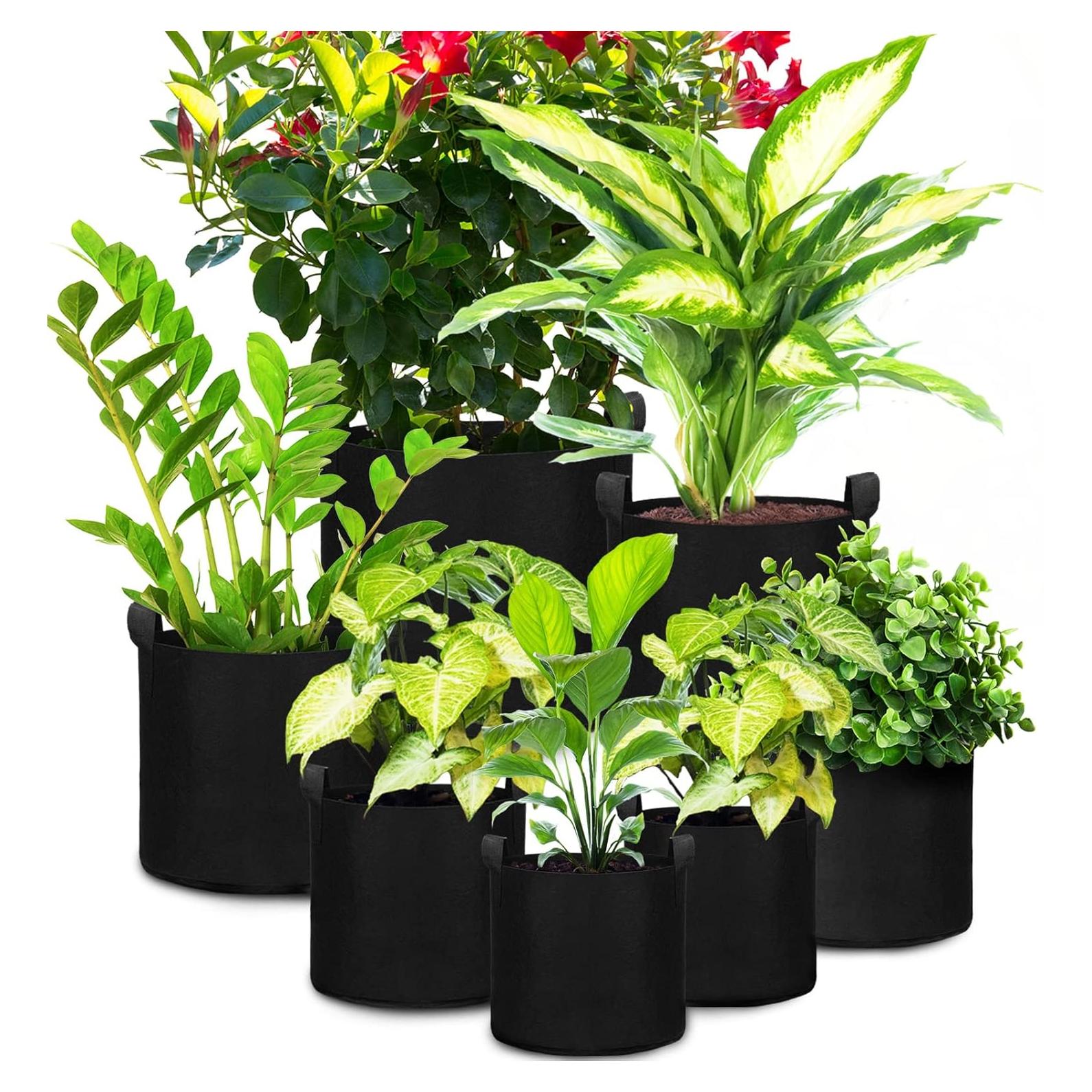 Hoolerry 7 Bolsas de Cultivo Negras de Tela 3 a 10 Galones