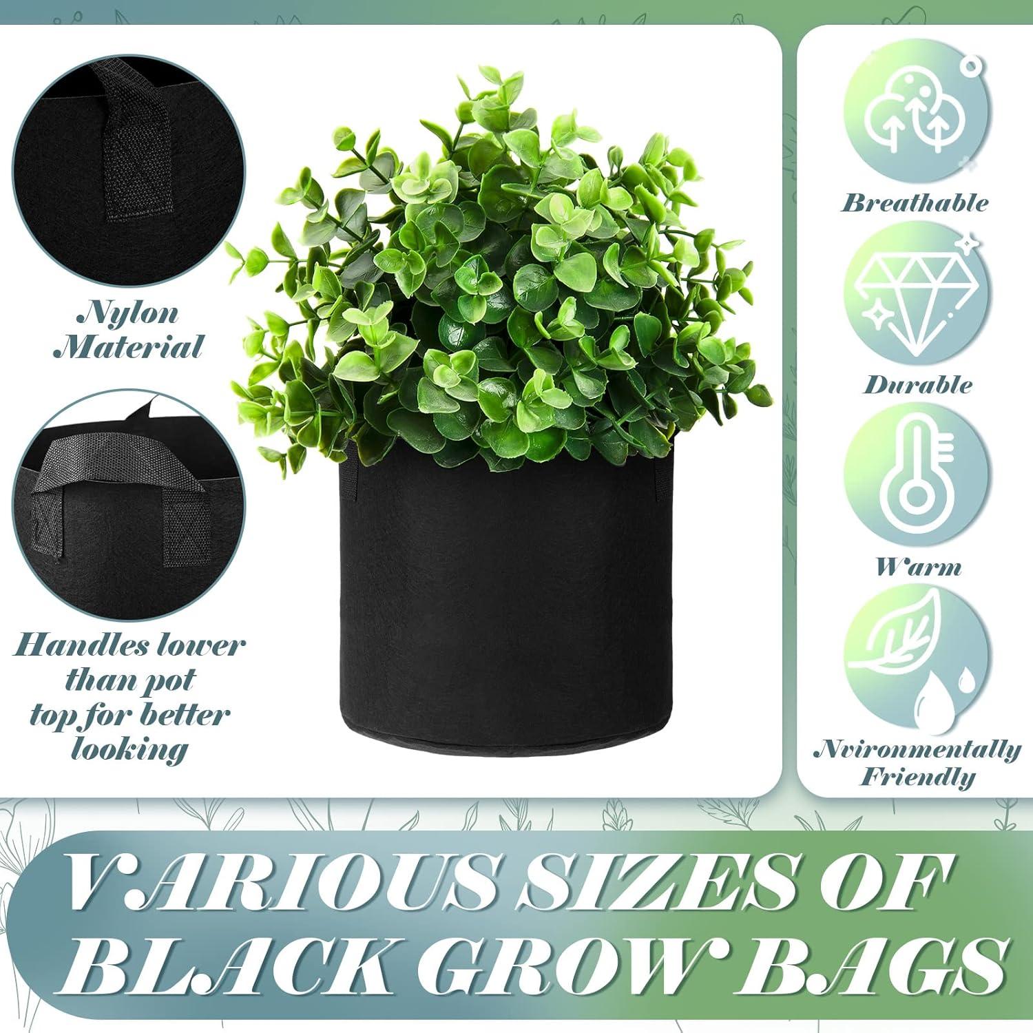 Hoolerry 7 Bolsas de Cultivo Negras de Tela 3 a 10 Galones