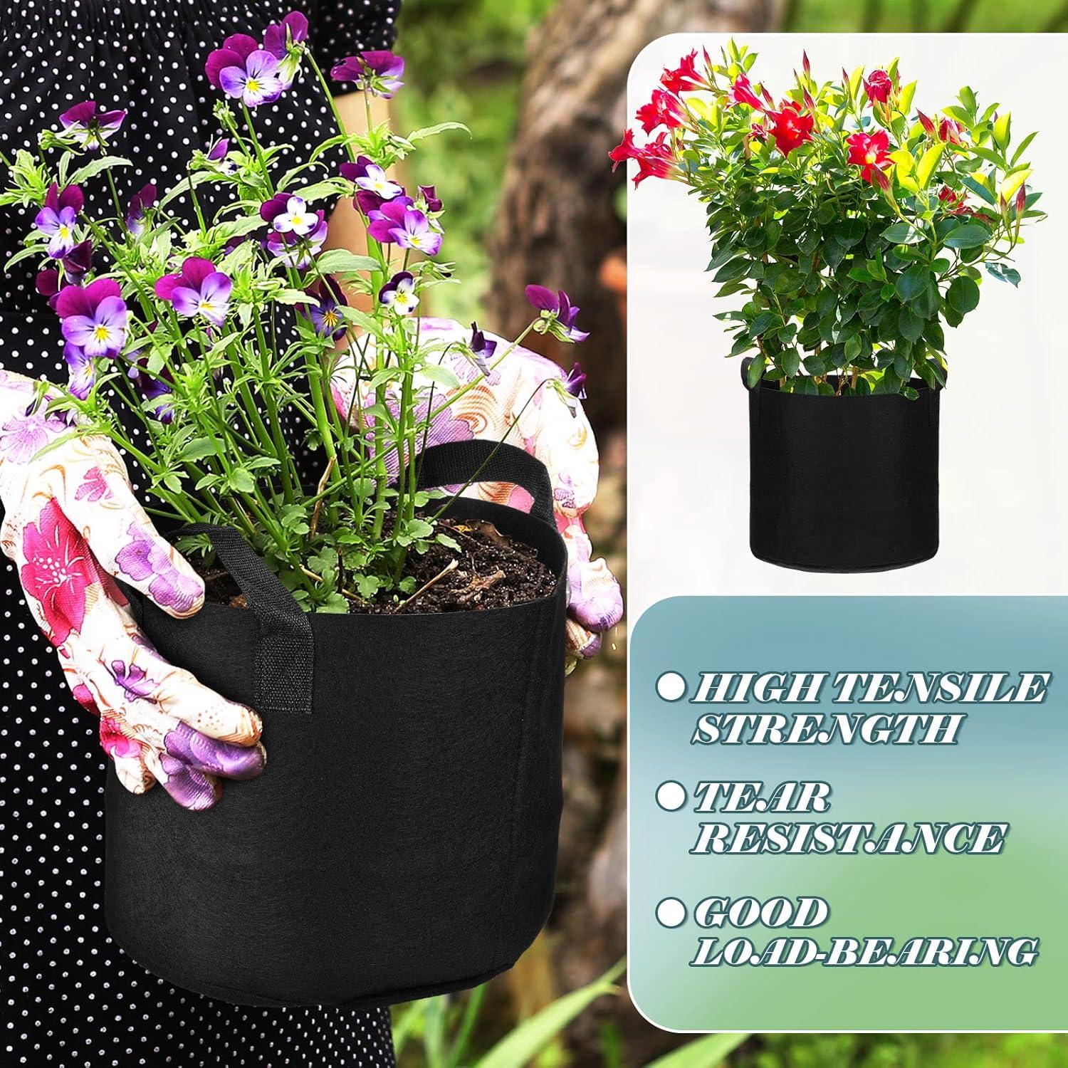 Hoolerry 7 Bolsas de Cultivo Negras de Tela 3 a 10 Galones