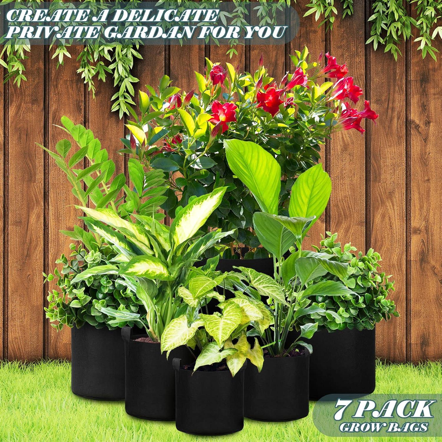 Hoolerry 7 Bolsas de Cultivo Negras de Tela 3 a 10 Galones