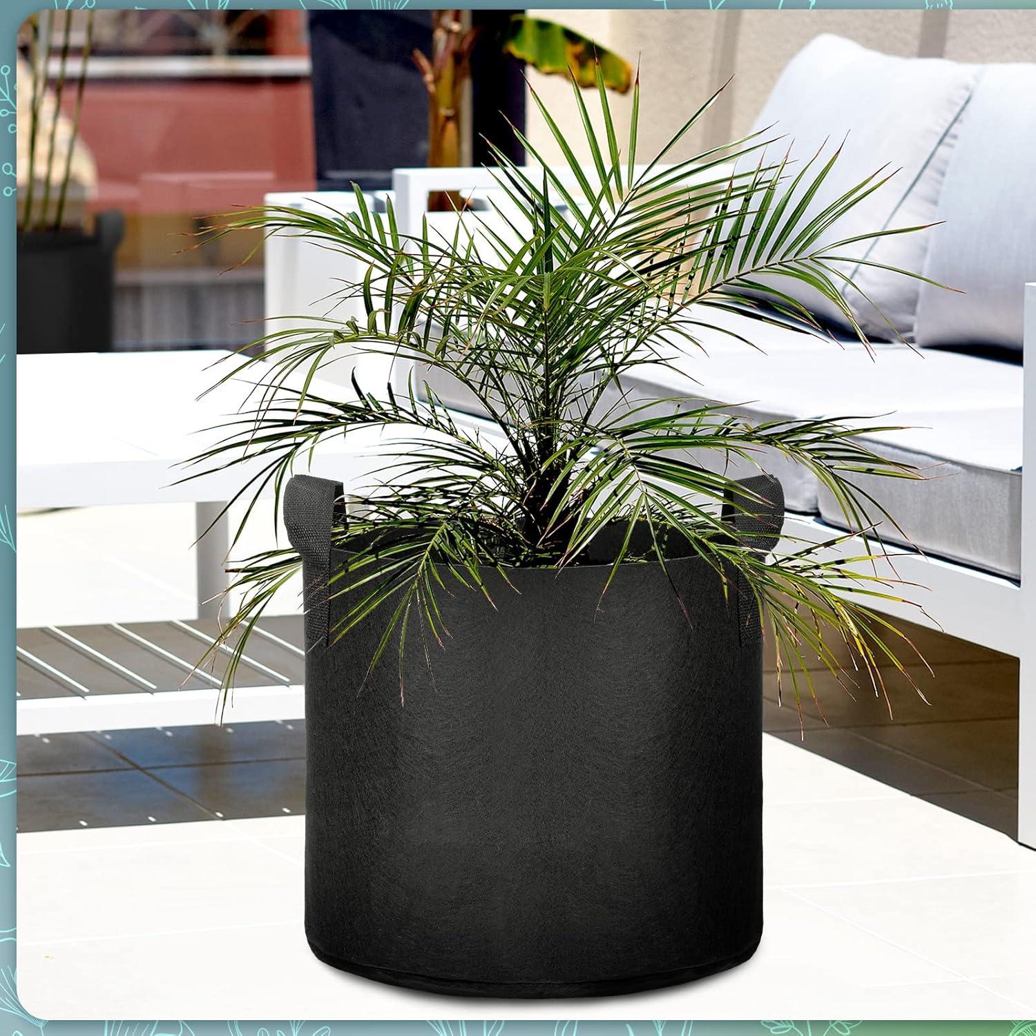 Hoolerry 7 Bolsas de Cultivo Negras de Tela 3 a 10 Galones