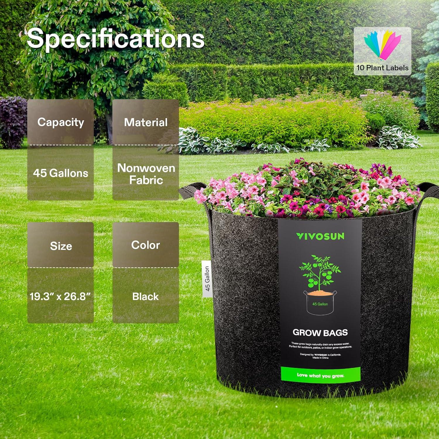 Bolsa de Cultivo VIVOSUN 170L Tela Resistente con Asas