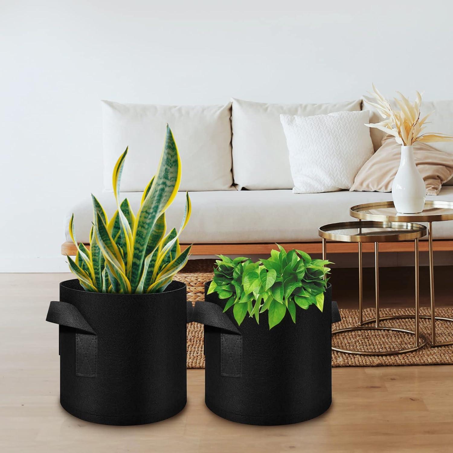 Paquete de 12 bolsas de cultivo WHATWEARS 10 galones tela negra