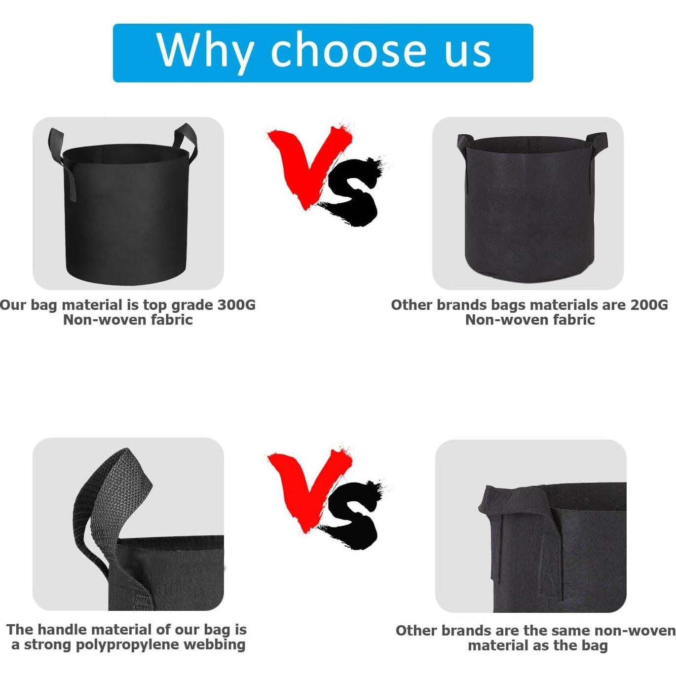 12 Bolsas de Cultivo de Tela No Tejida 300g Adorma 3 Galones