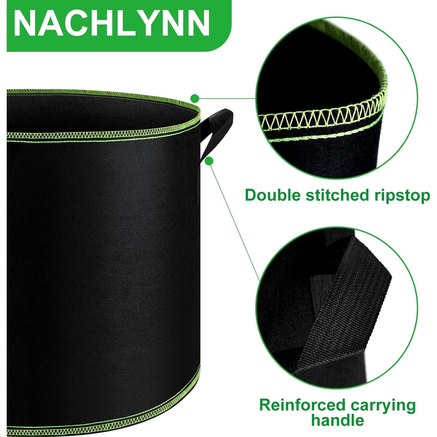 NACHLYNN 5 Bolsas de Cultivo 10 Galones Tela Aireación