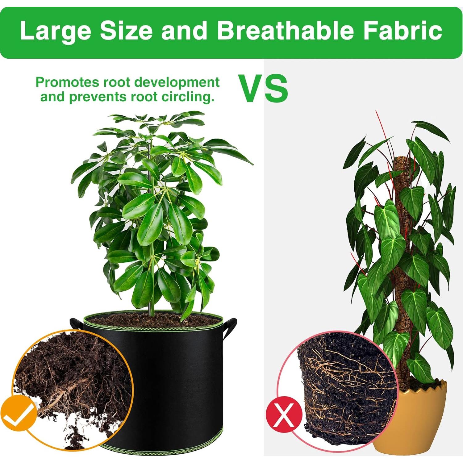 NACHLYNN 5 Bolsas de Cultivo 10 Galones Tela Aireación