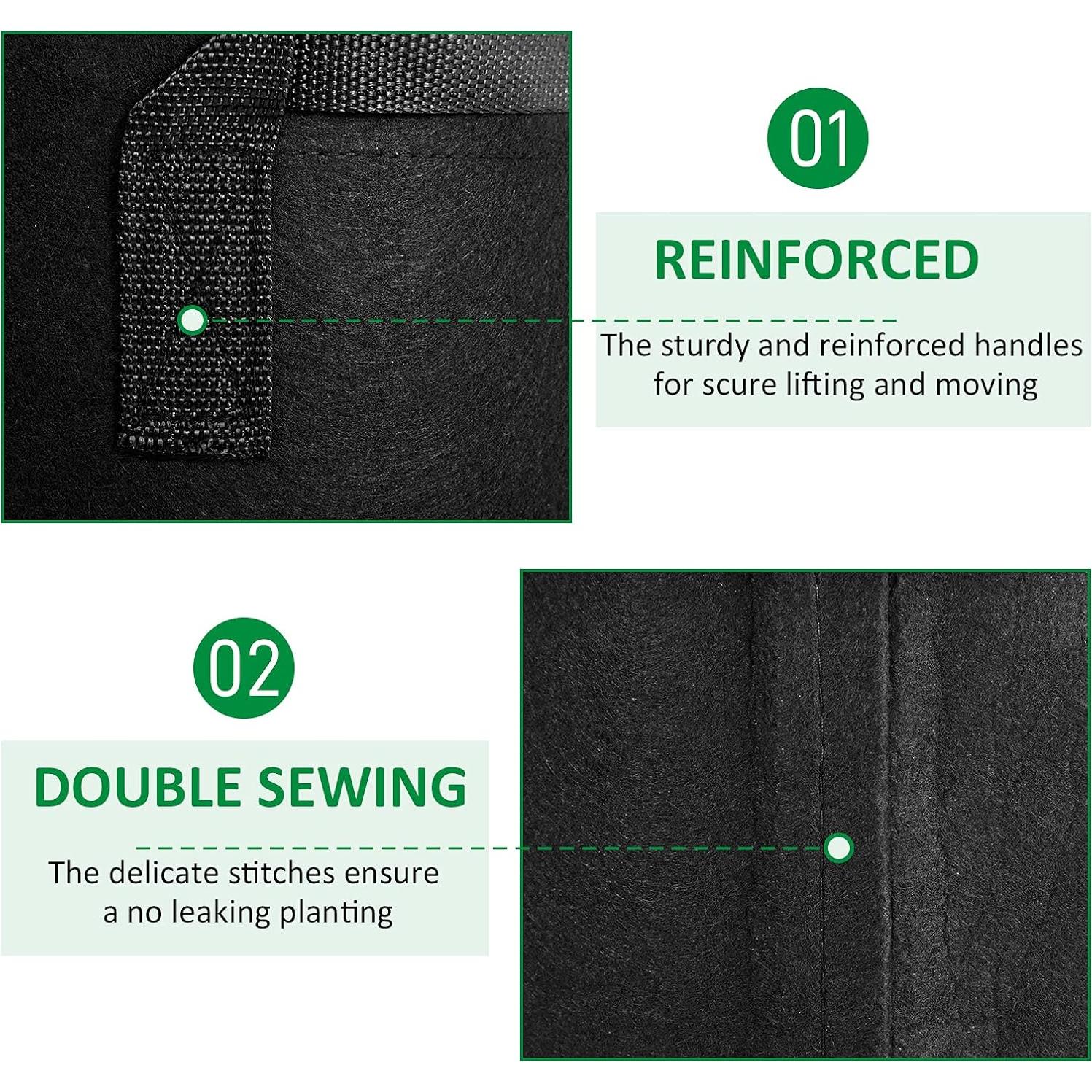 Paquete de 12 bolsas de cultivo JNYONG 5 Galones Tela Gruesa