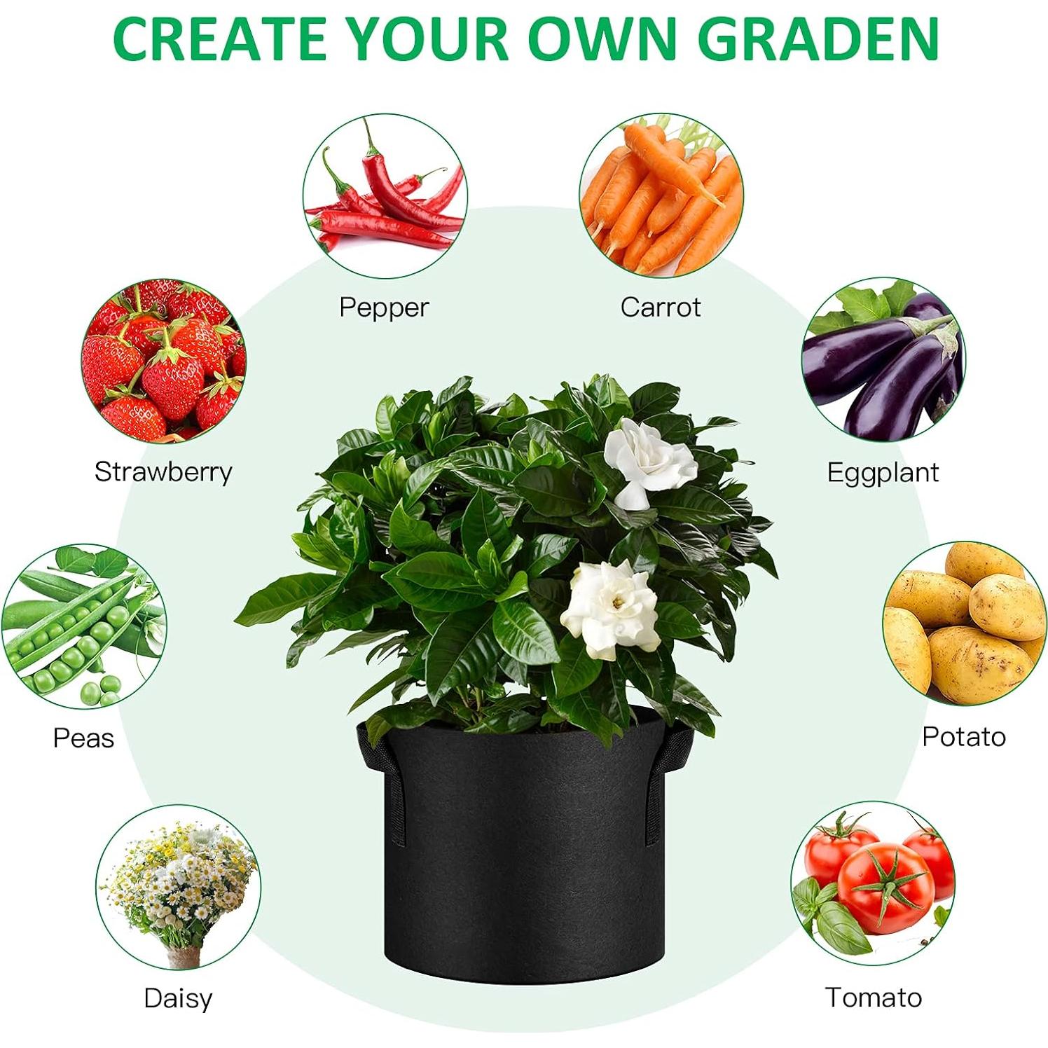 Paquete de 12 bolsas de cultivo JNYONG 5 Galones Tela Gruesa