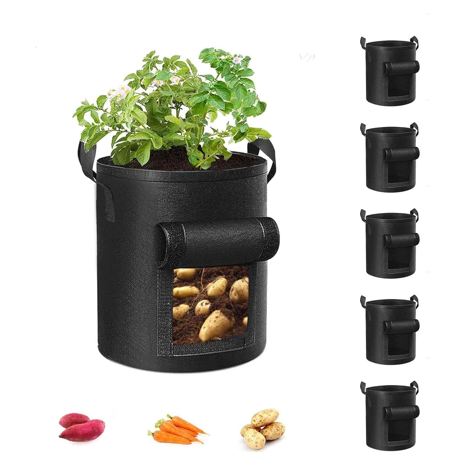 Paquete de 5 bolsas de cultivo Cavisoo 10 galones para jardín