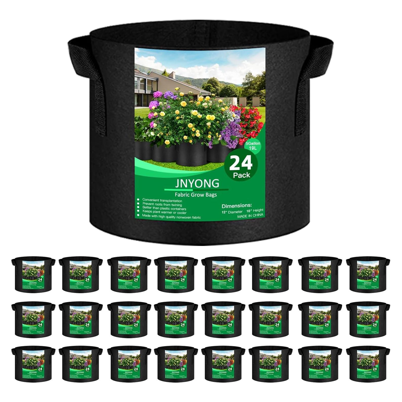 Paquete de 24 bolsas de cultivo JNYONG 19L con asas