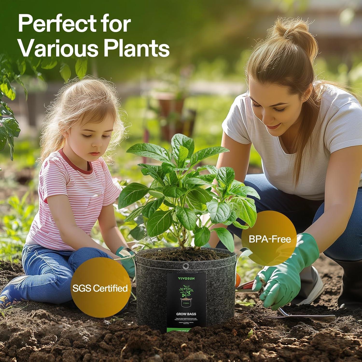 Bolsas de Cultivo VIVOSUN 5 Galones Tela No Tejida 5 Piezas