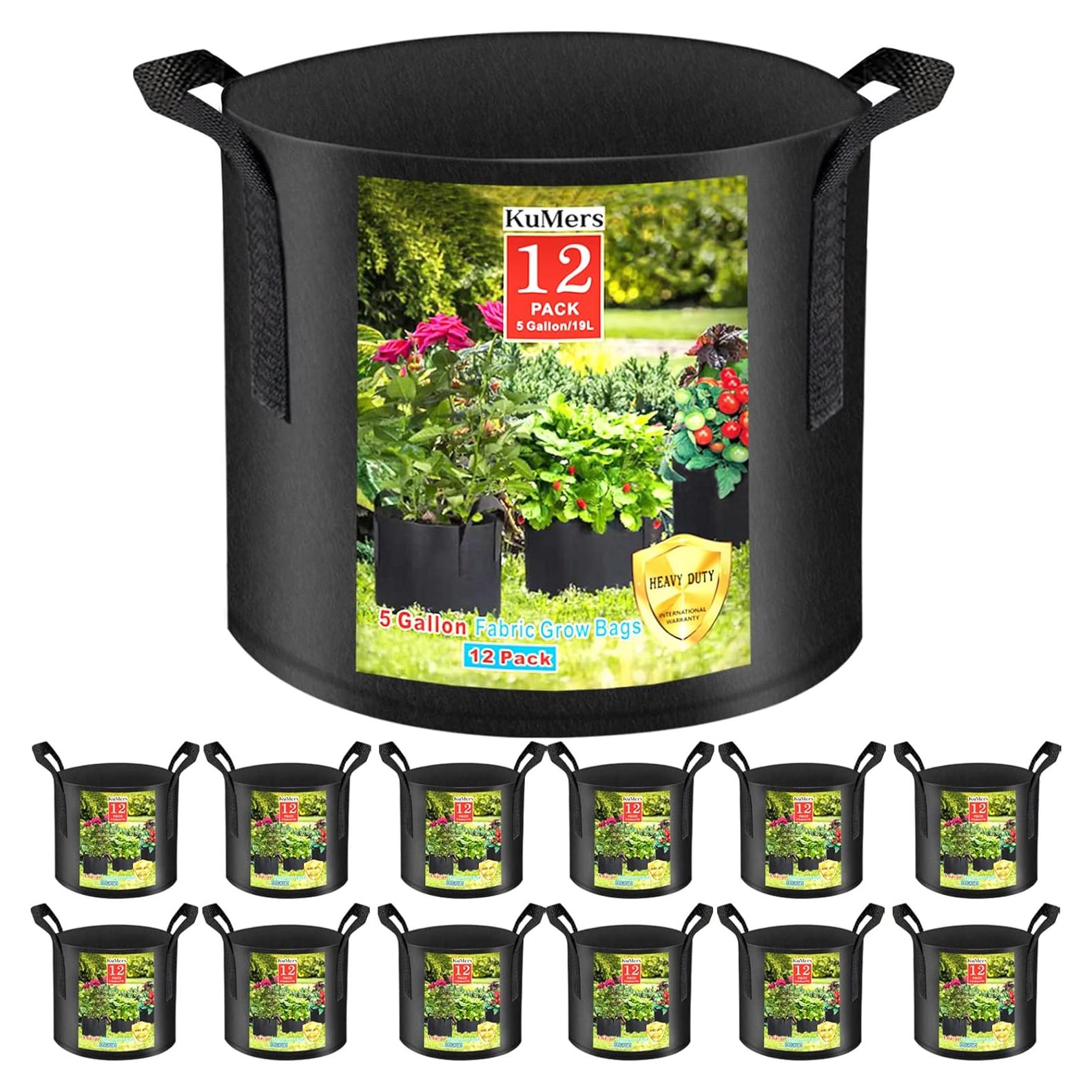 Paquete de 12 Bolsas de Crecimiento KuMers 5 Galones