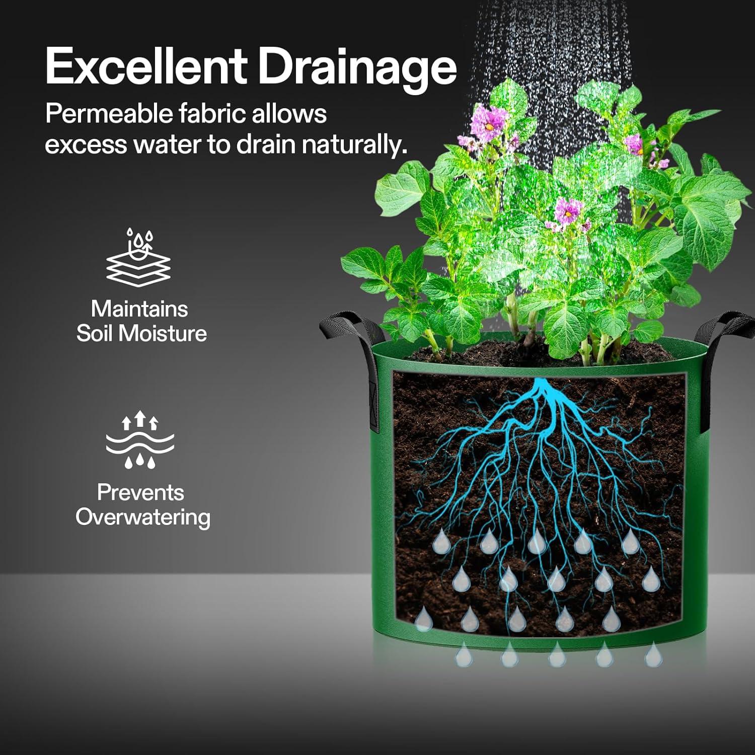 Bolsas de Cultivo VIVOSUN 10 Galones 5 Piezas Coloridas