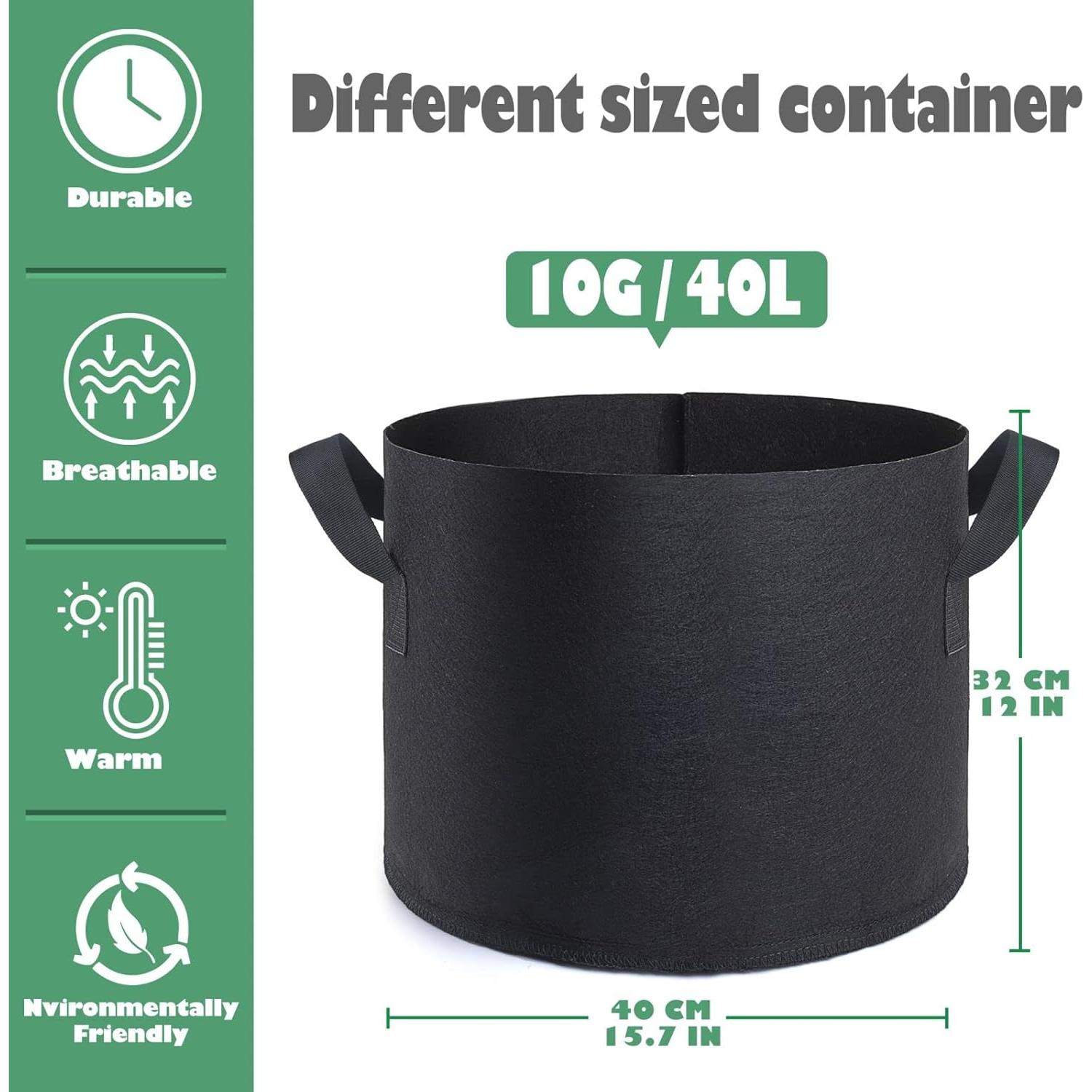 Bolsas de Cultivo GROW TNT 10 Galones 24 Piezas Tela