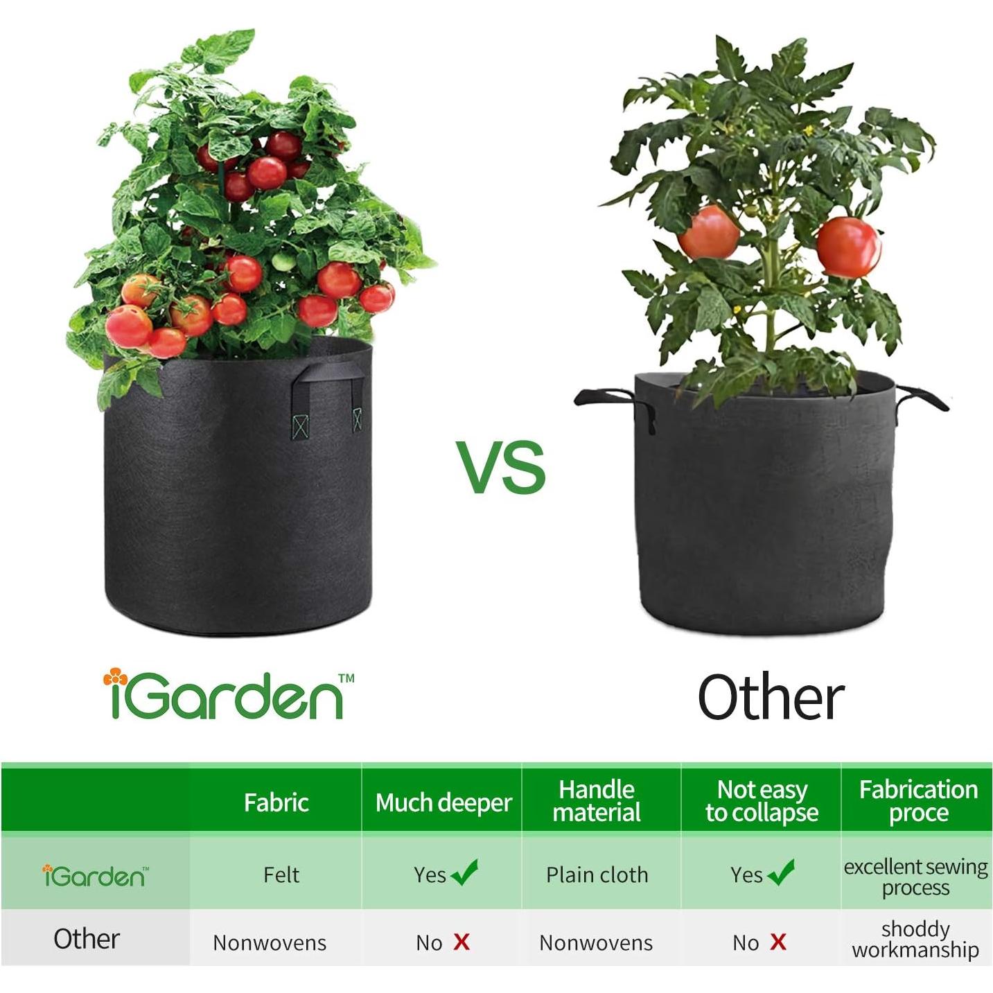 Bolsas de Cultivo iGarden 10 Galones 6 Paquete con Asas