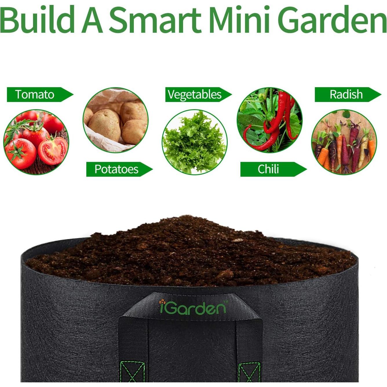 Bolsas de Cultivo iGarden 10 Galones 6 Paquete con Asas