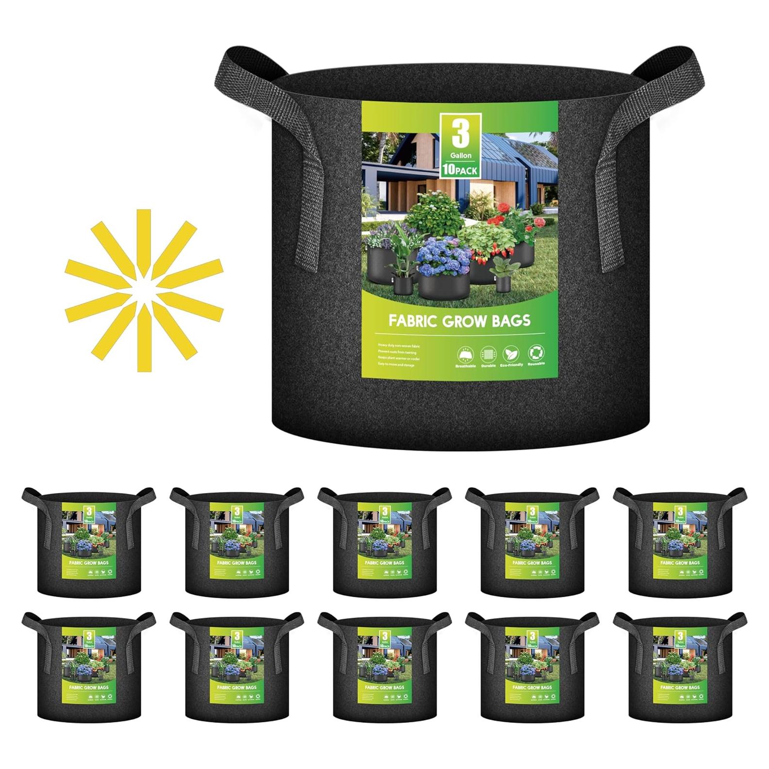 Bolsas para Cultivar Plantas iPower 10-Pack 11.4L Tela Resistente