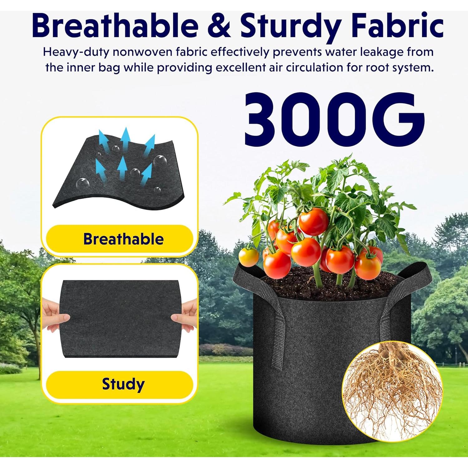 Bolsas para Cultivar Plantas iPower 10-Pack 11.4L Tela Resistente