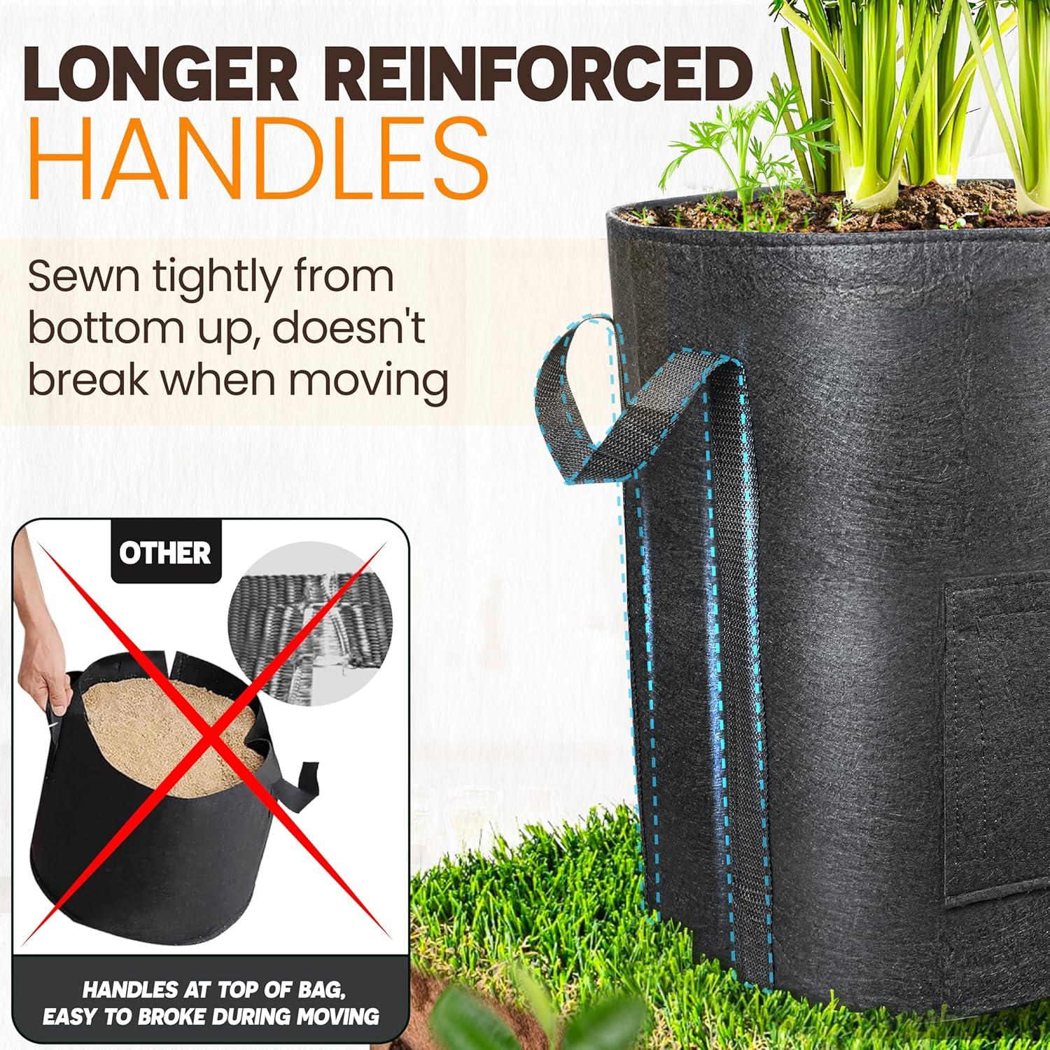 Bolsas de Cultivo de Papas PAMAZY 15 Galones con Ventanas