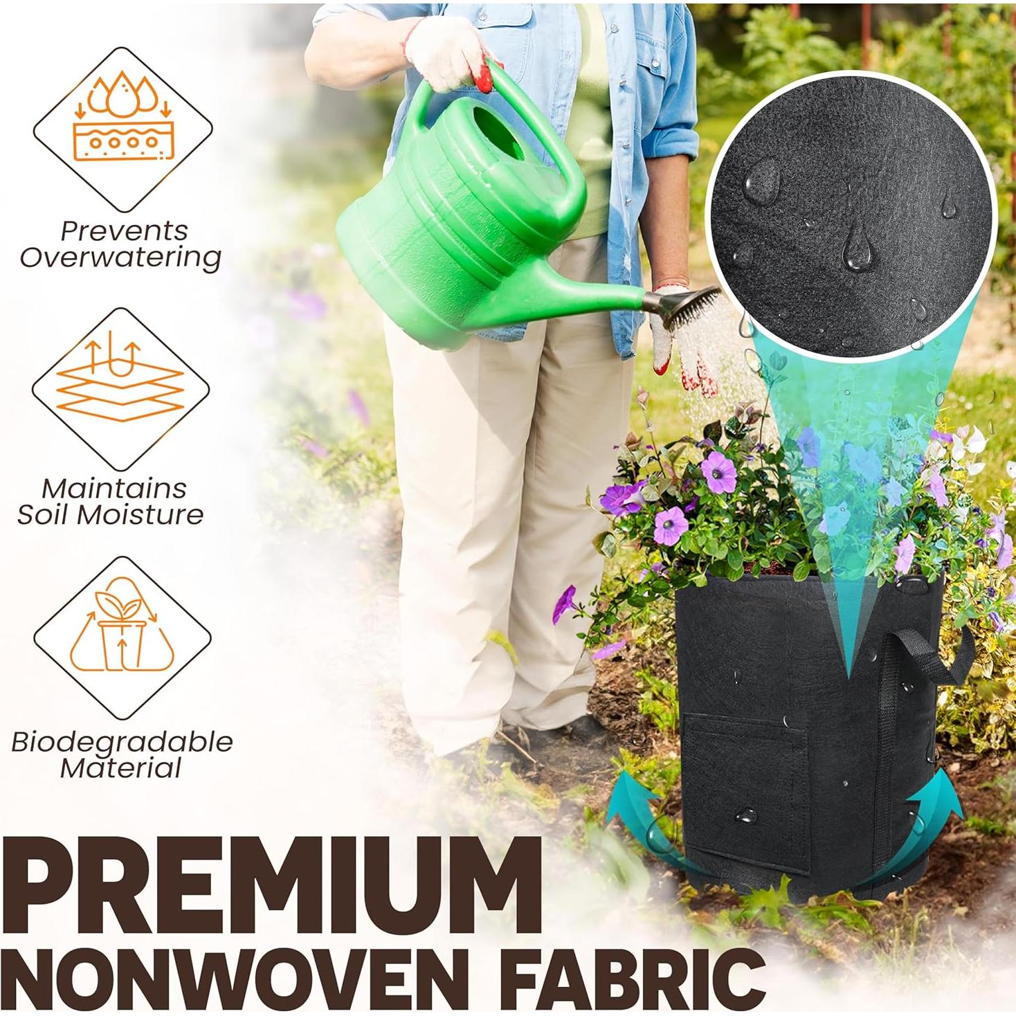 Bolsas de Cultivo de Papas PAMAZY 15 Galones con Ventanas