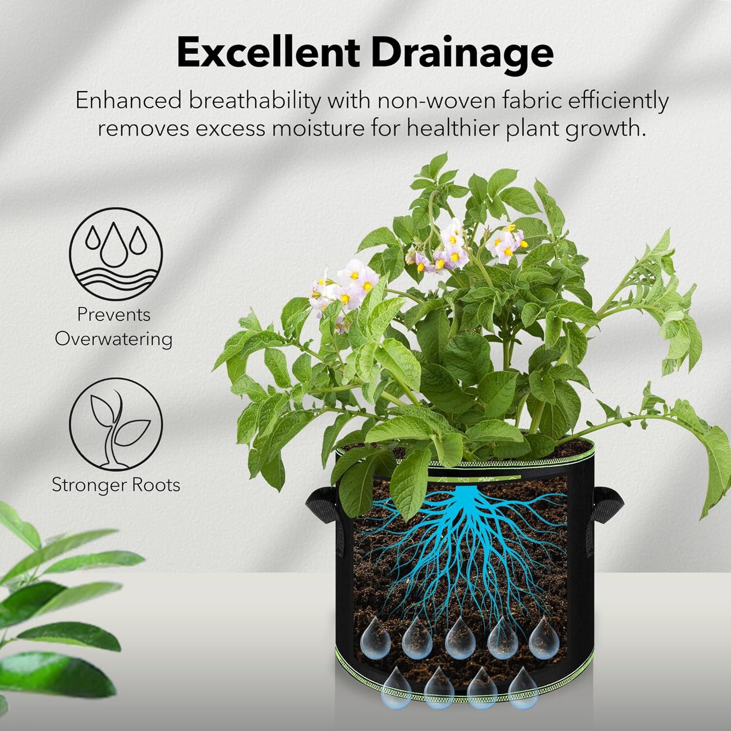 Bolsas de Cultivo de Tela BN-LINK 37.85L Paquete de 5