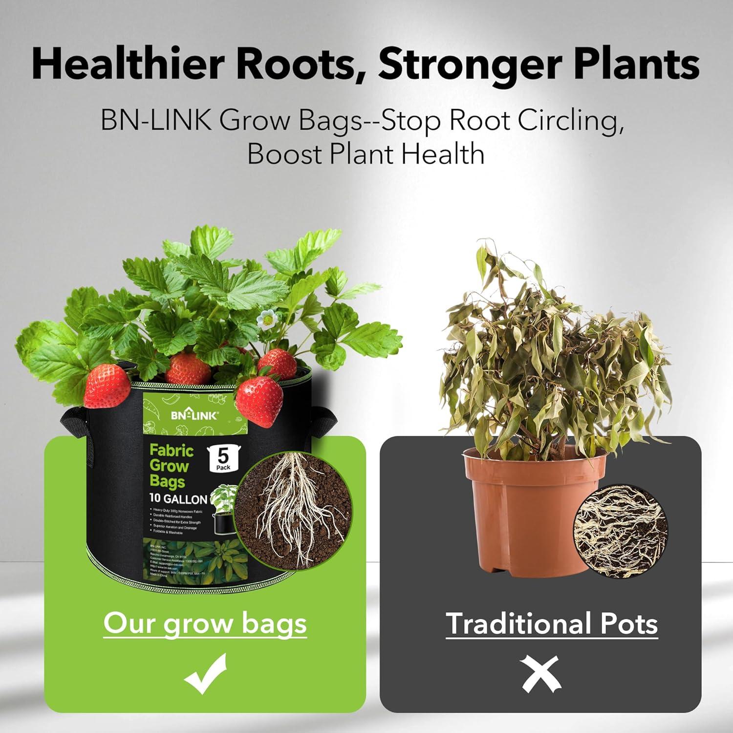 Bolsas de Cultivo de Tela BN-LINK 37.85L Paquete de 5