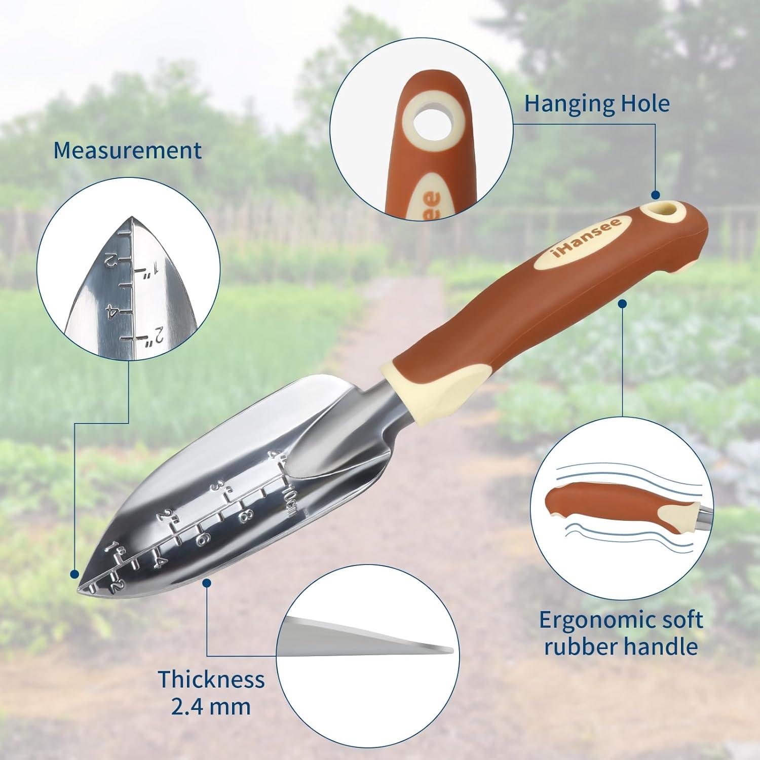 Juego de Herramientas de Jardinería iHansee Marrón 12 Piezas