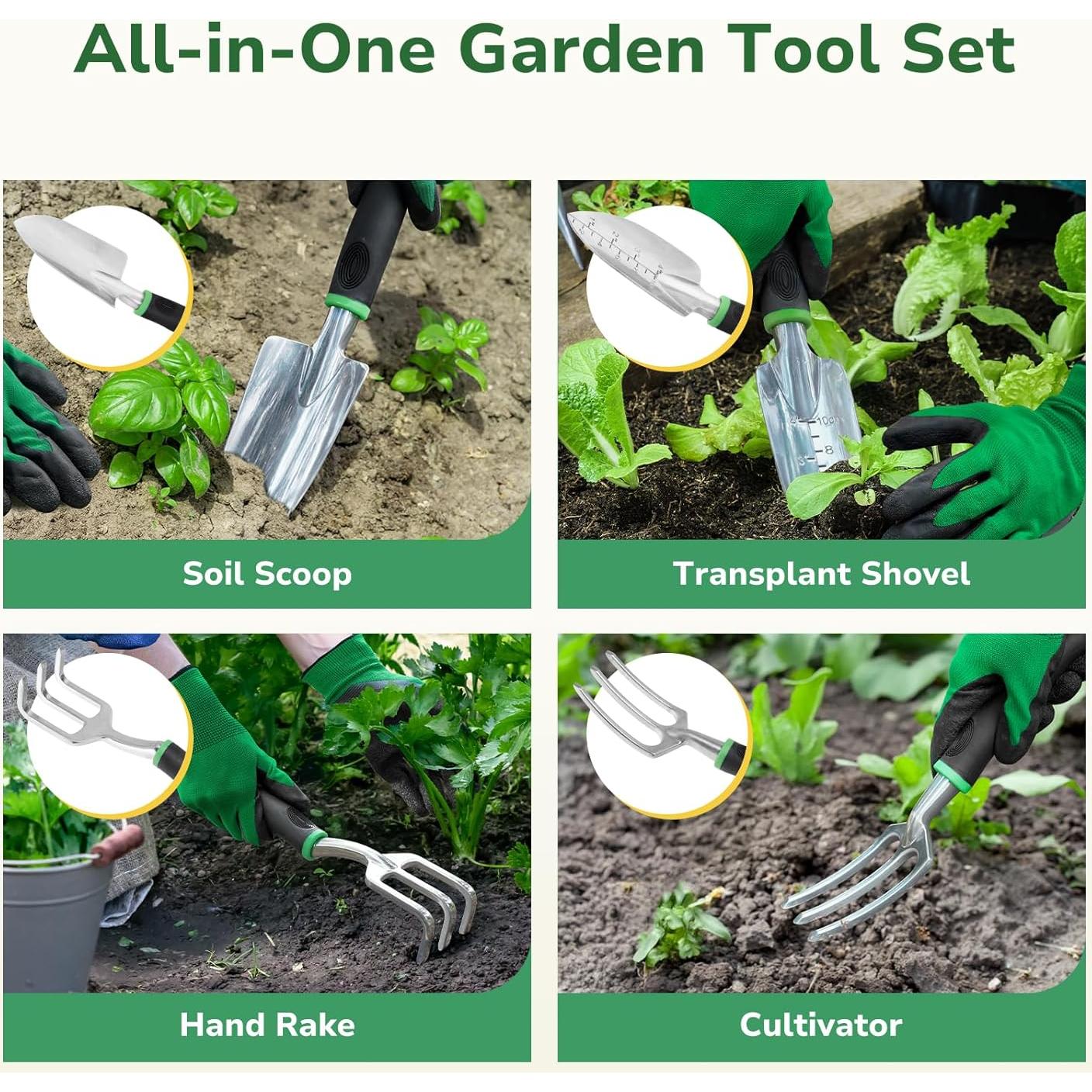 Conjunto de Herramientas de Jardinería GreatBuddy 9 Piezas Ergonómico