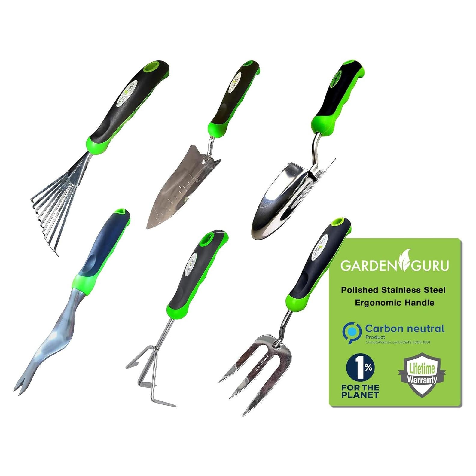 Juego de Herramientas de Jardín Garden Guru 6 Piezas Acero Inoxidable