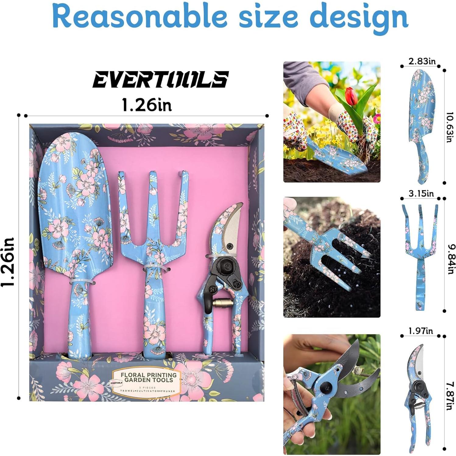 Juego de Herramientas de Jardín 3 Piezas Evertools - Aluminio Ergonómico