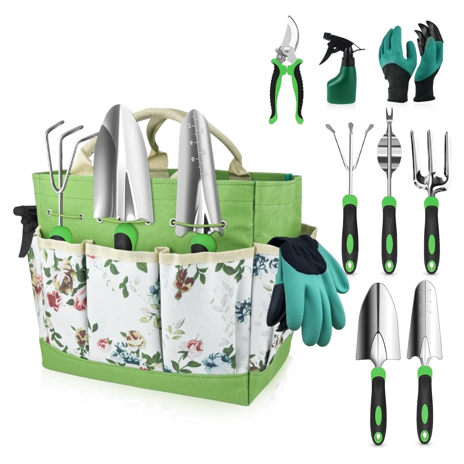 Juego de Herramientas de Jardín 8 en 1 con Bolsa Mejorada