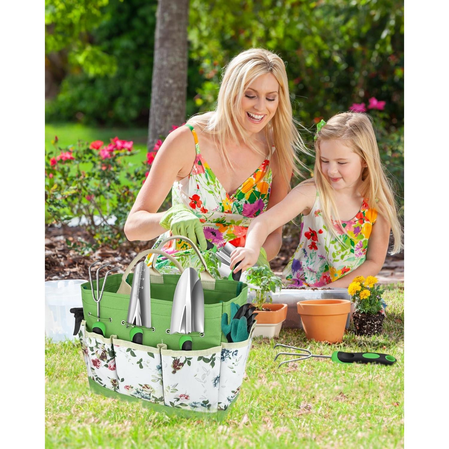 Juego de Herramientas de Jardín 8 en 1 con Bolsa Mejorada