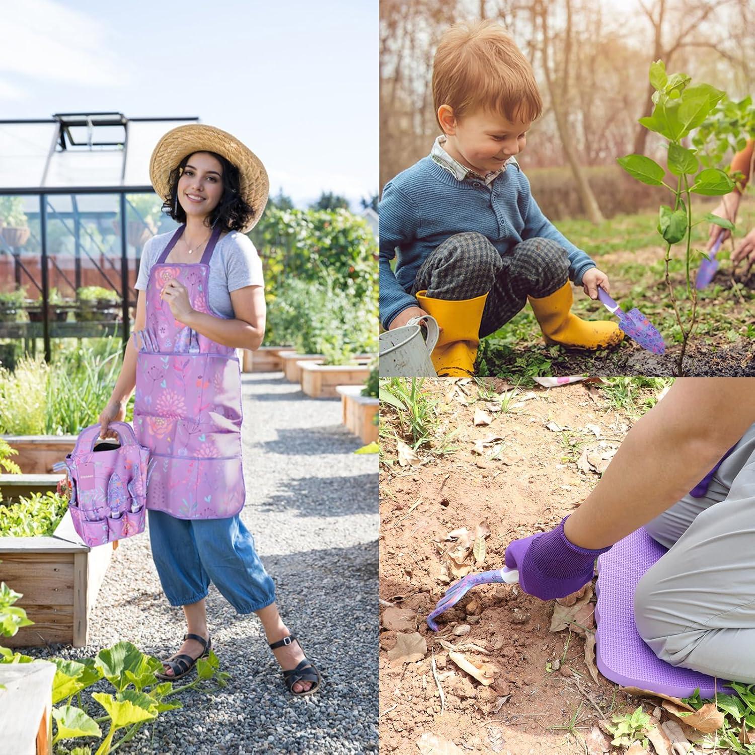 Juego de Herramientas de Jardín Morado iHansee 10 Piezas