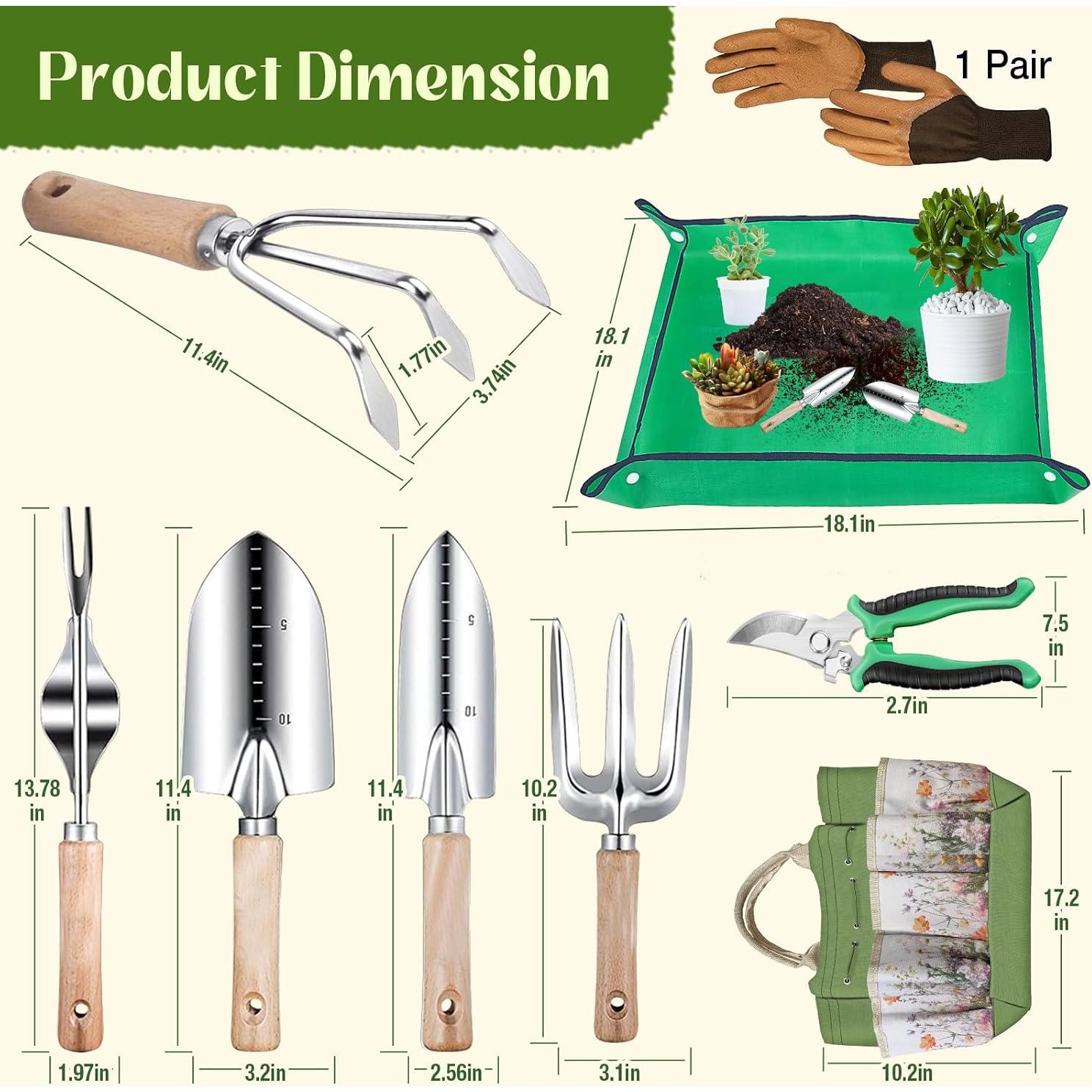 Juego de Herramientas de Jardín 9 Piezas Halilus Verde