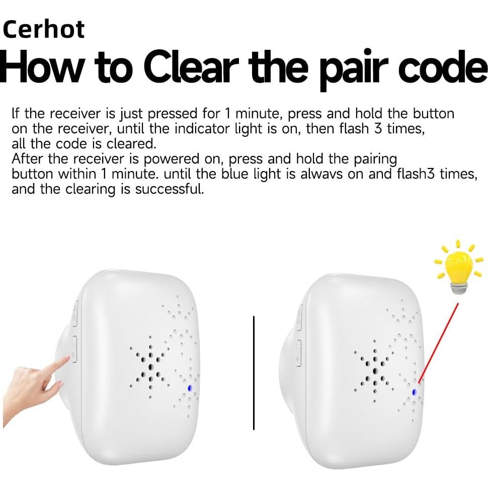 Timbre Inalámbrico Autoalimentado Cerhot 100m 38 Tonos Impermeable