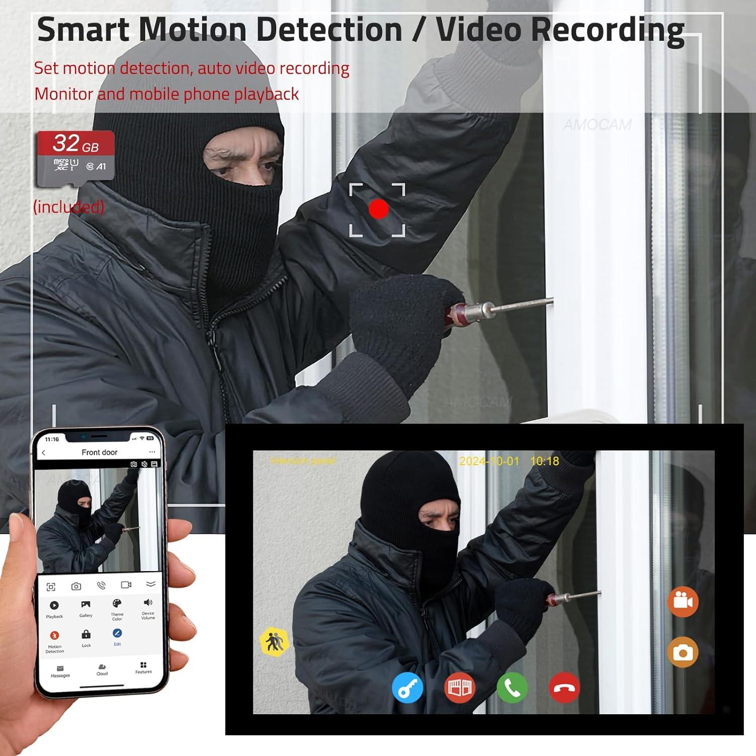Intercomunicador de Video 7" AMOCAM 1080P WiFi 2 Hilos
