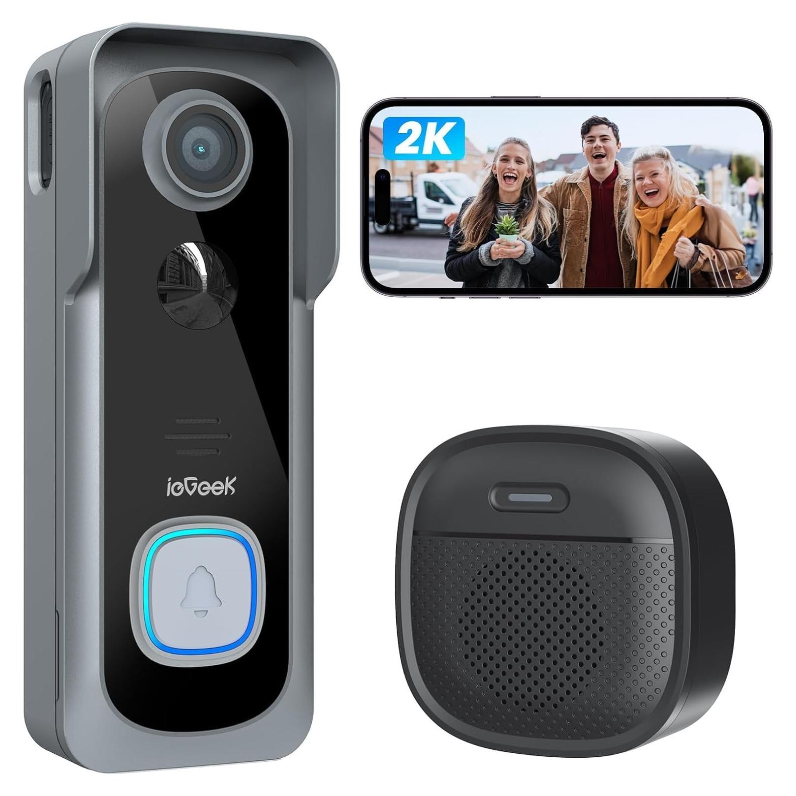 Cámara de Timbre Inalámbrica ieGeek 1080P 5MP WiFi Sin Suscripción