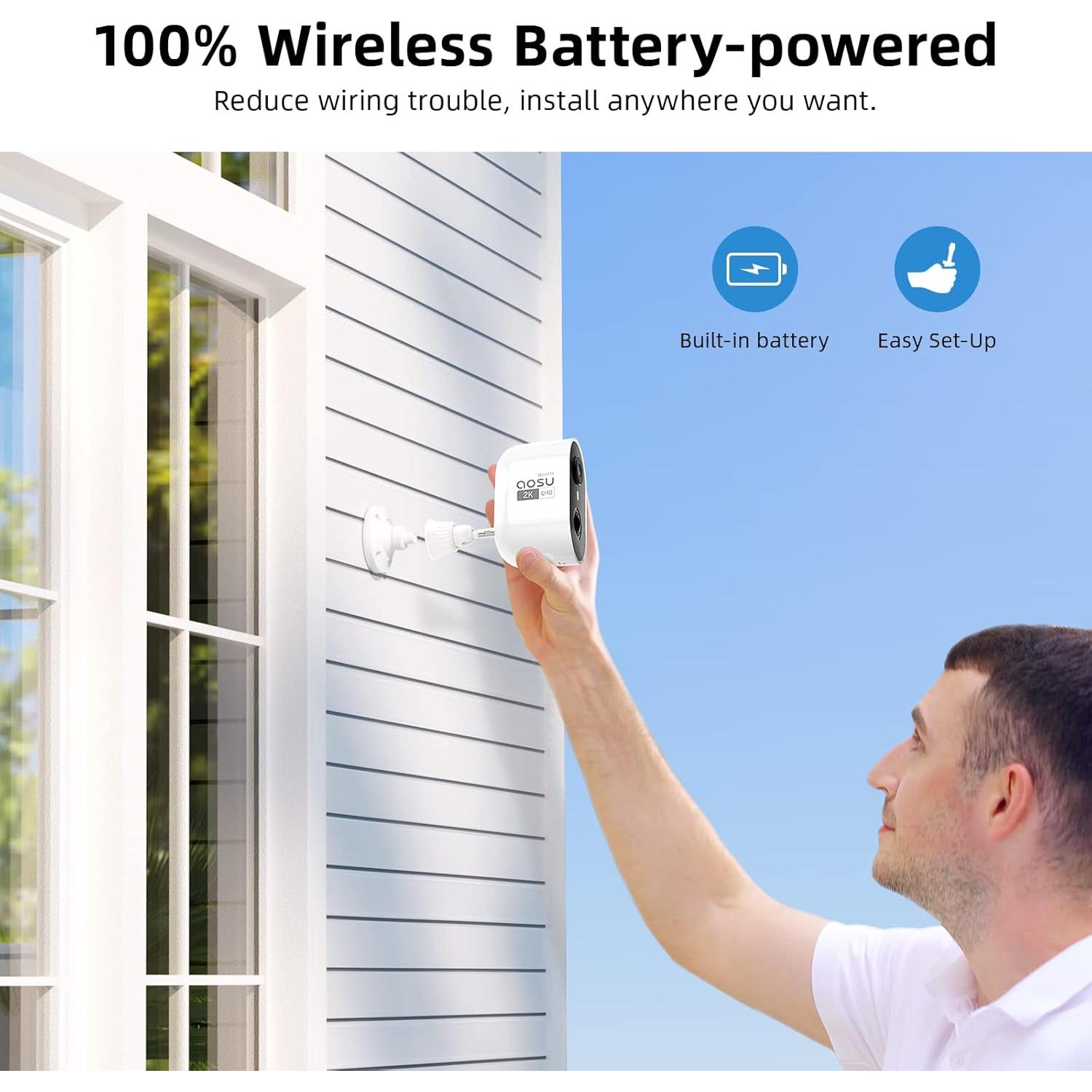 Cámara de Seguridad AOSU 2K Inalámbrica para Exterior IP66