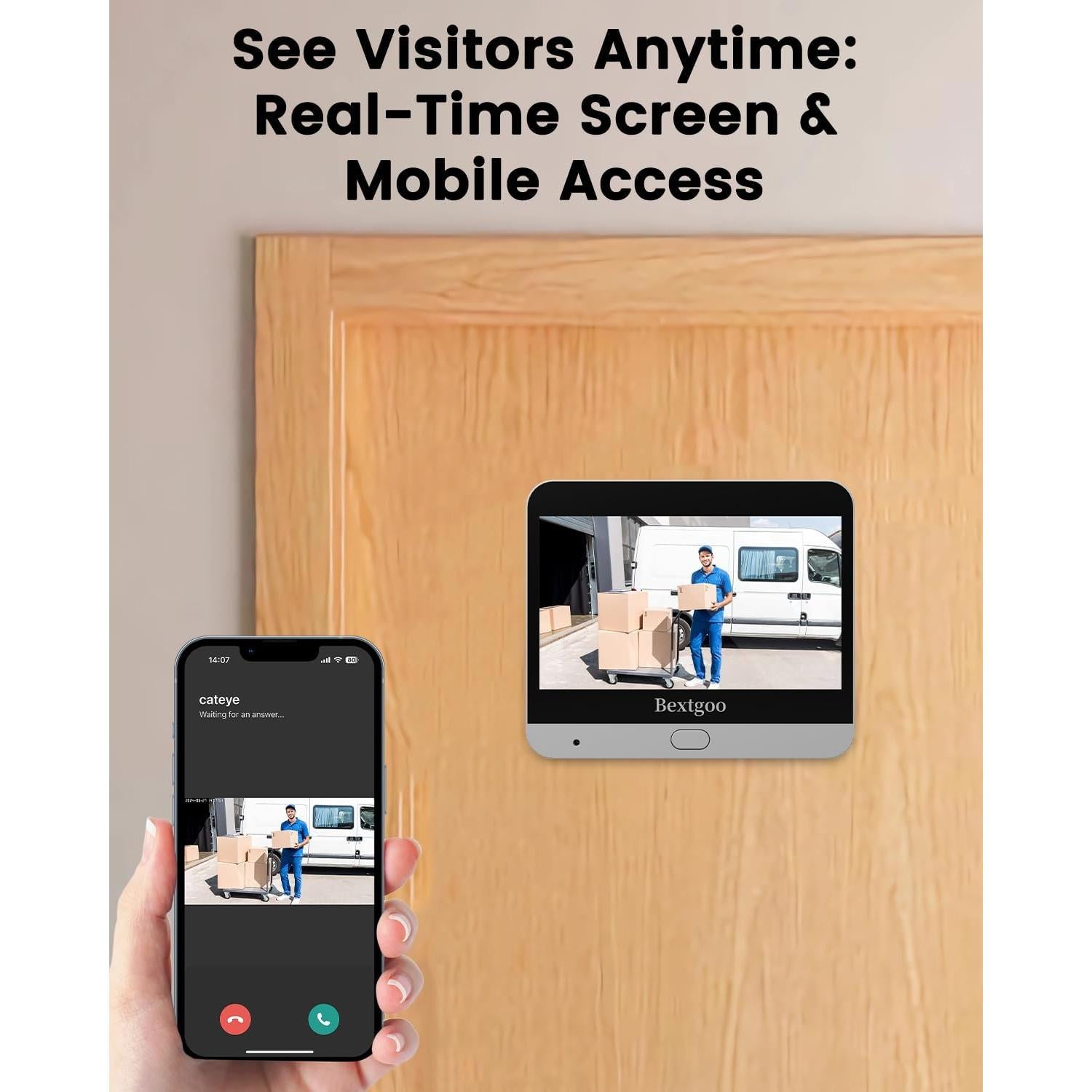 Cámara de Timbre de Puerta Bextgoo 2K con Pantalla 4.3"
