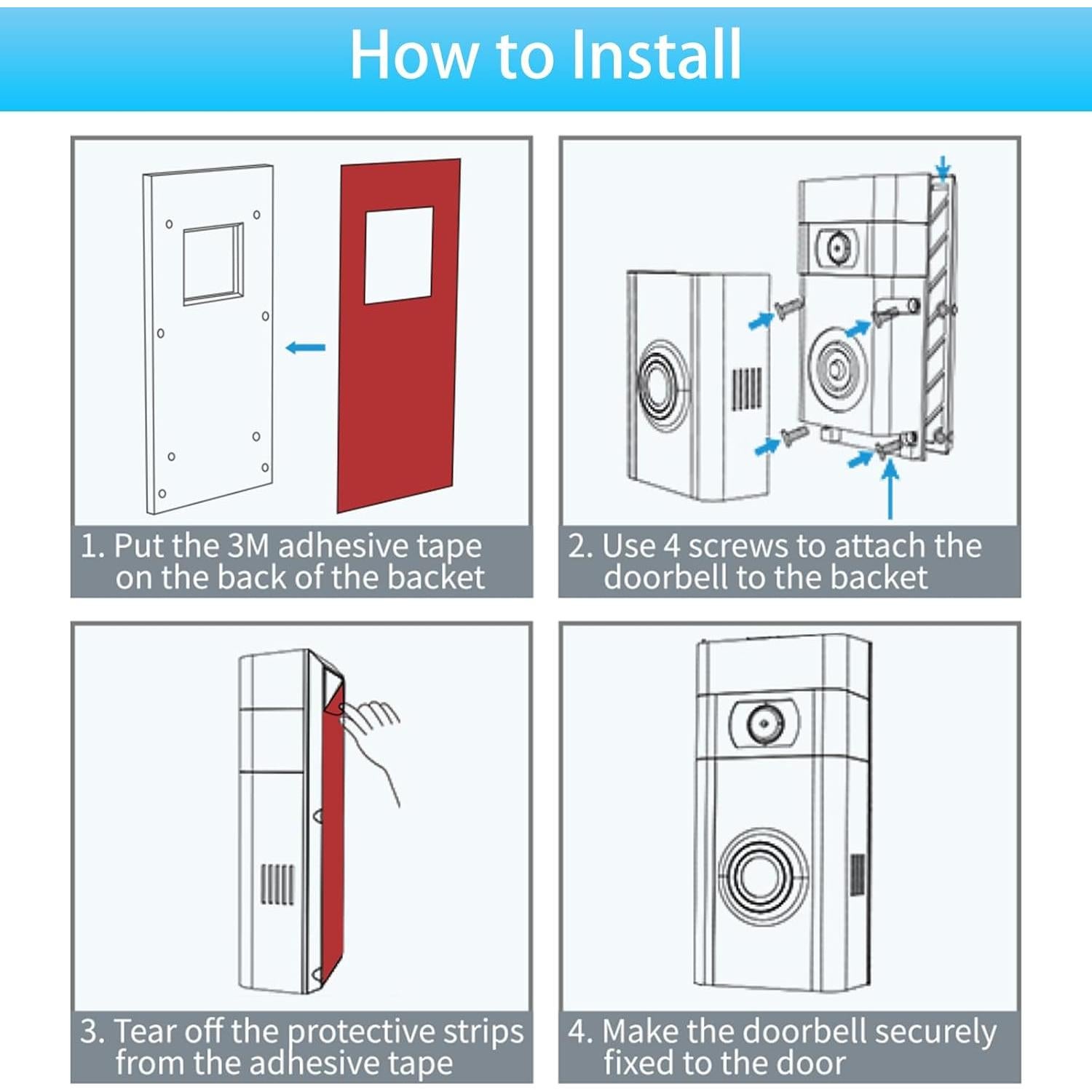 Soporte Adhesivo para Timbre de Video Ring YALUYO - Sin Perforaciones