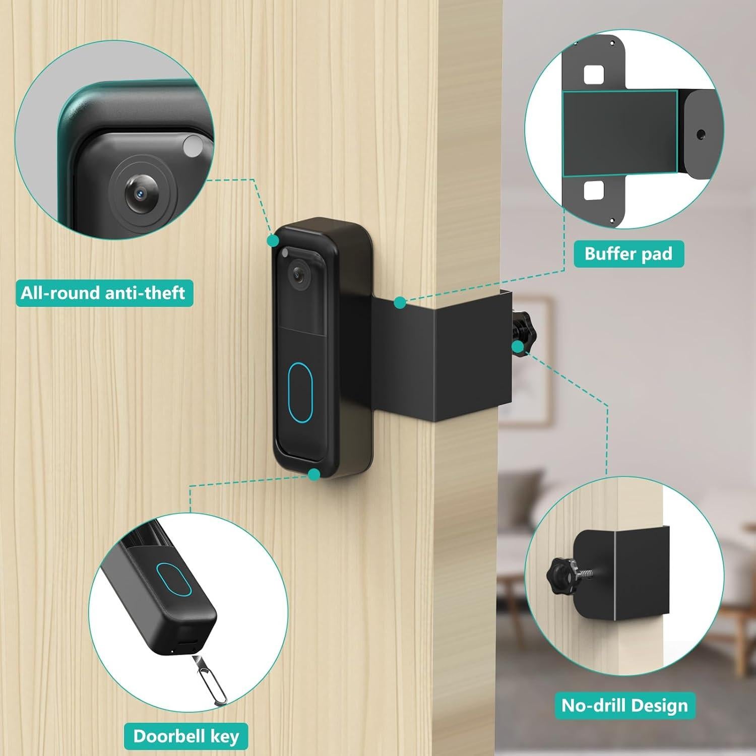 Soporte Antirrobo para Timbre Blink sin Taladrar - Negro